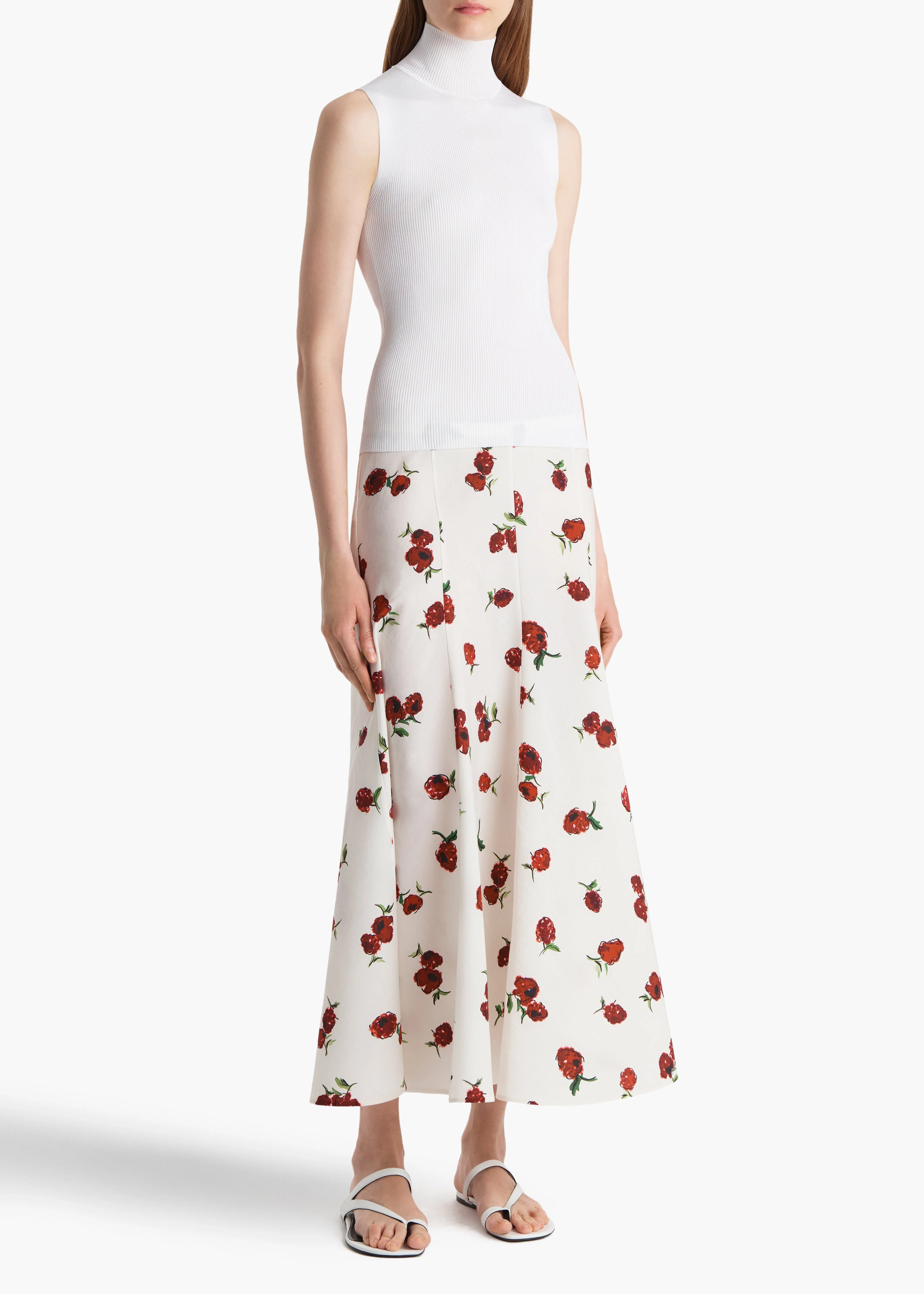 Khaite - Lenno Skirt in Cream with Raspberry Print - Image 2