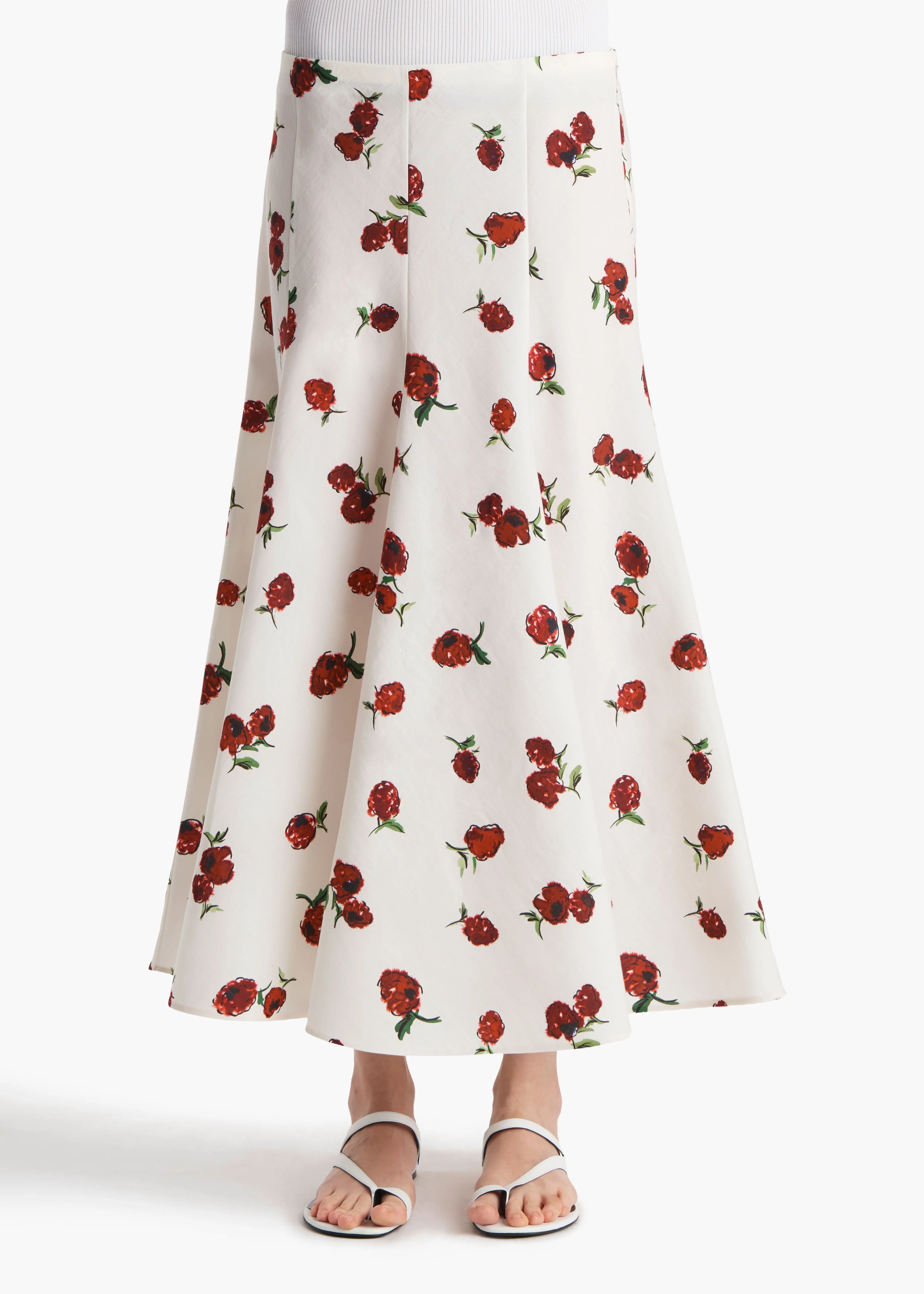 Khaite - Lenno Skirt in Cream with Raspberry Print - Image 3