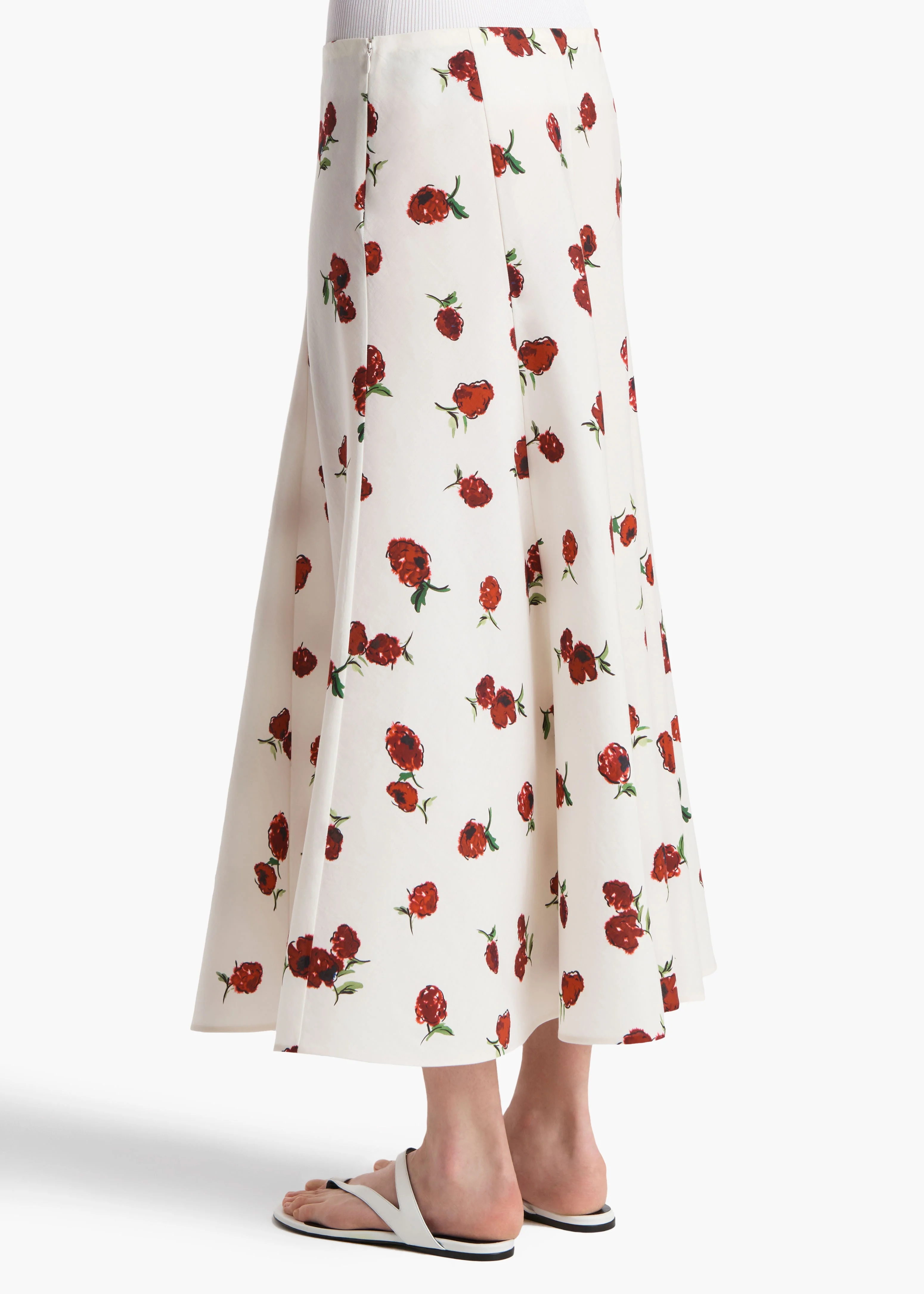 Khaite - Lenno Skirt in Cream with Raspberry Print - Image 4