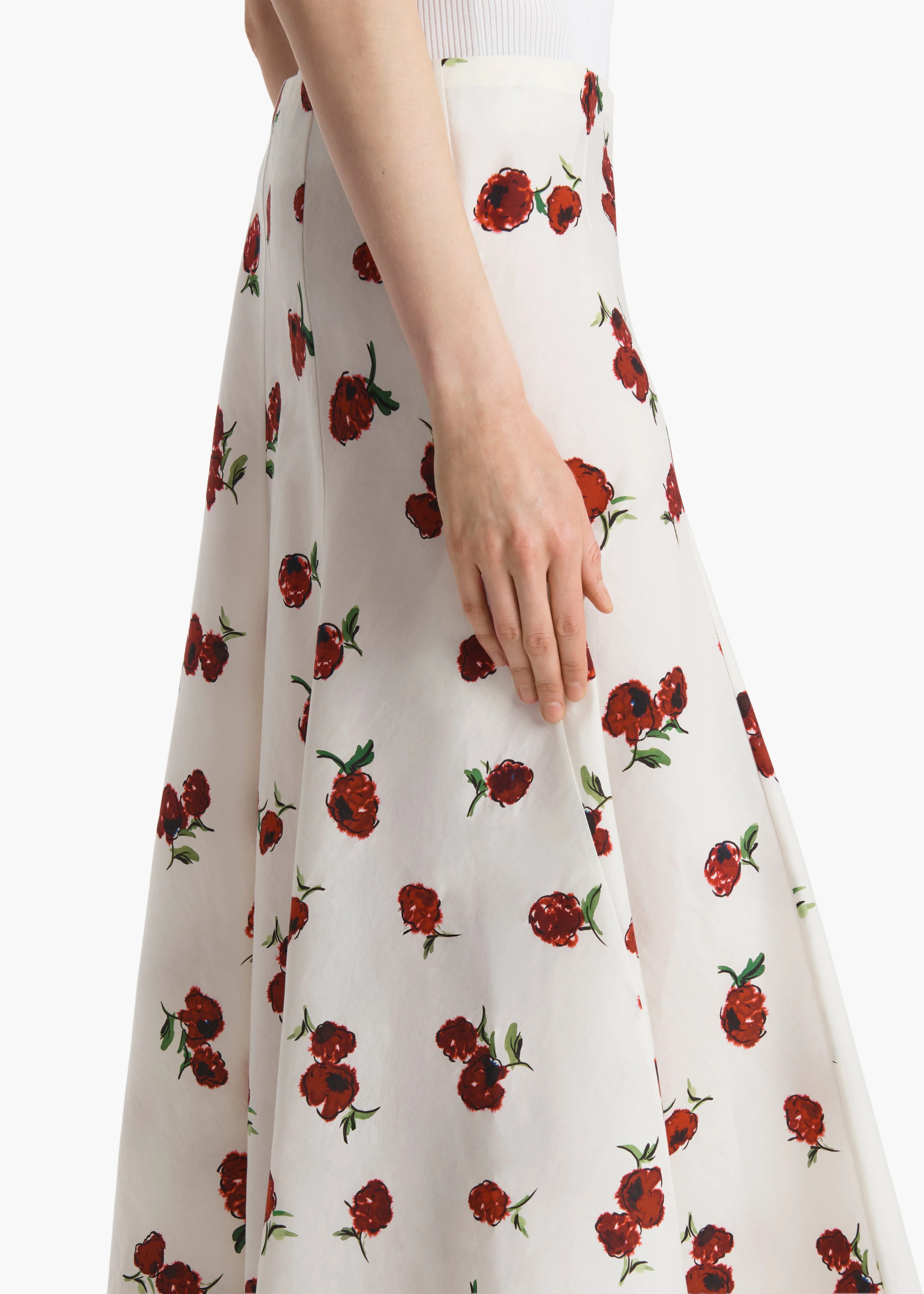 Khaite - Lenno Skirt in Cream with Raspberry Print - Image 5