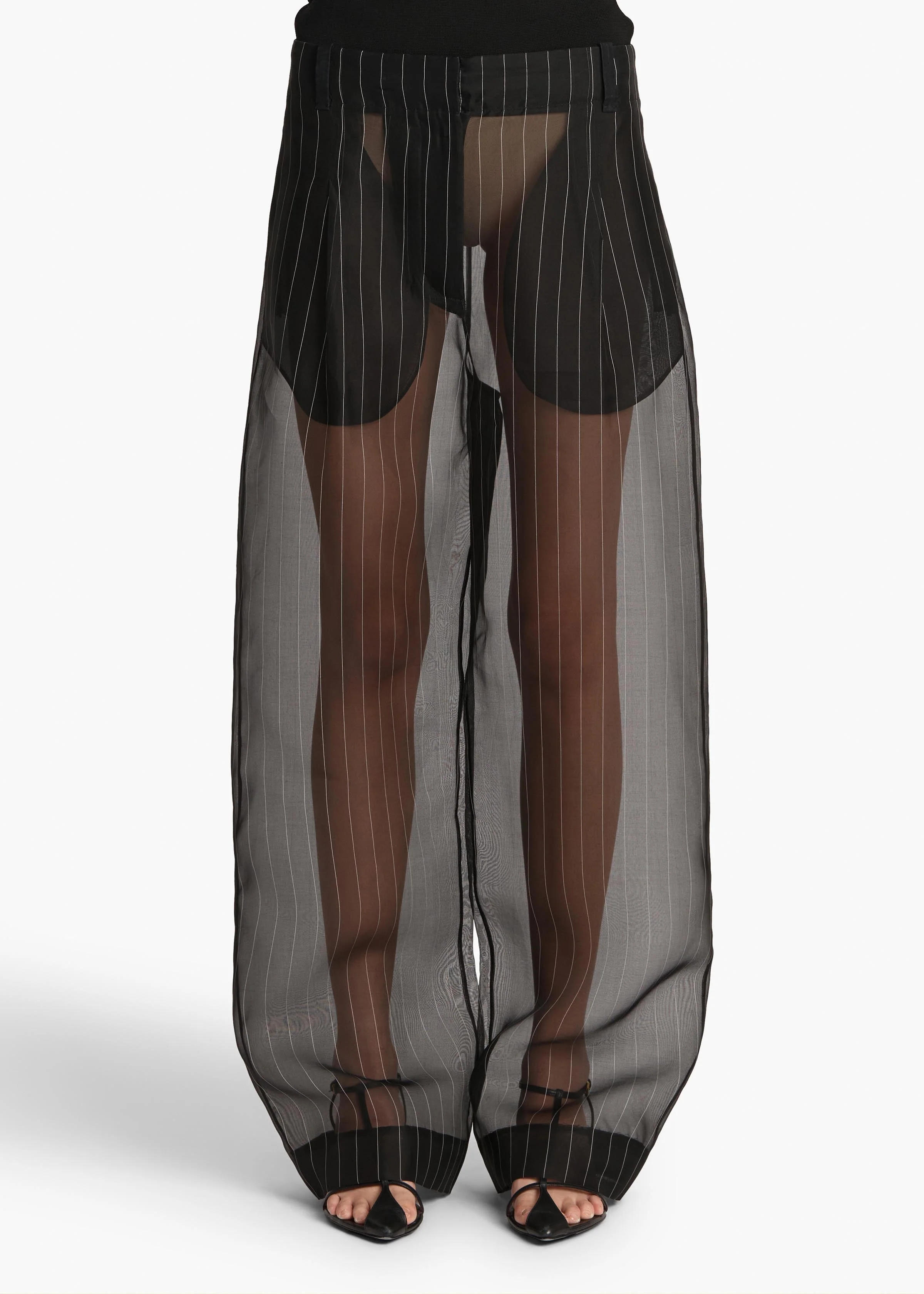 Khaite - Lenton Pant in Black with White Stripe - Image 3