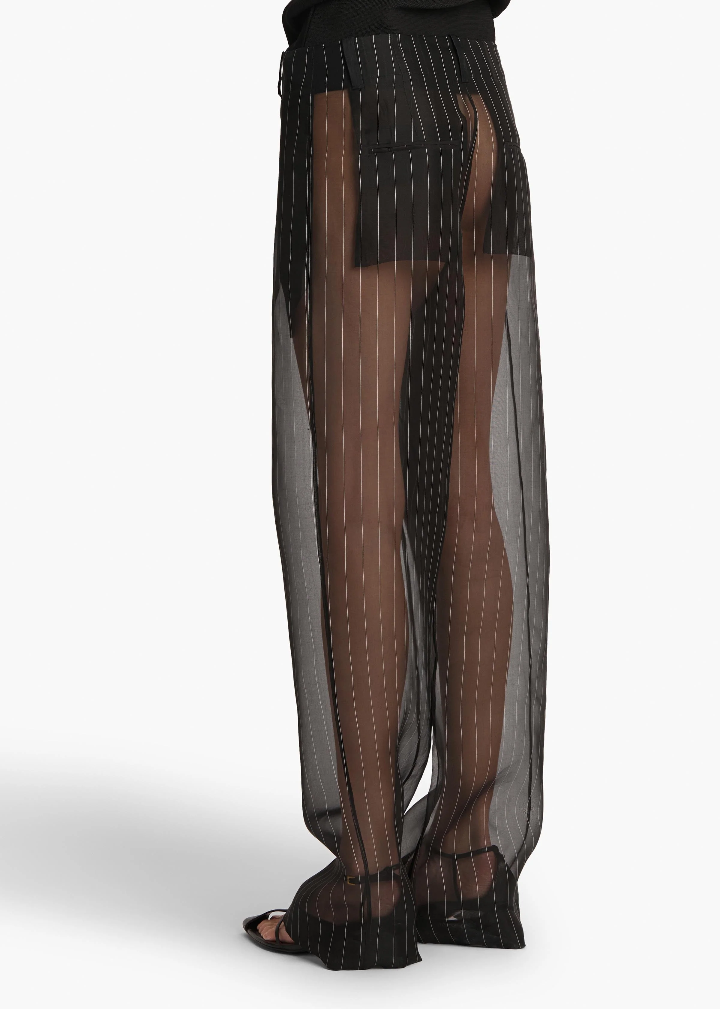Khaite - Lenton Pant in Black with White Stripe - Image 4