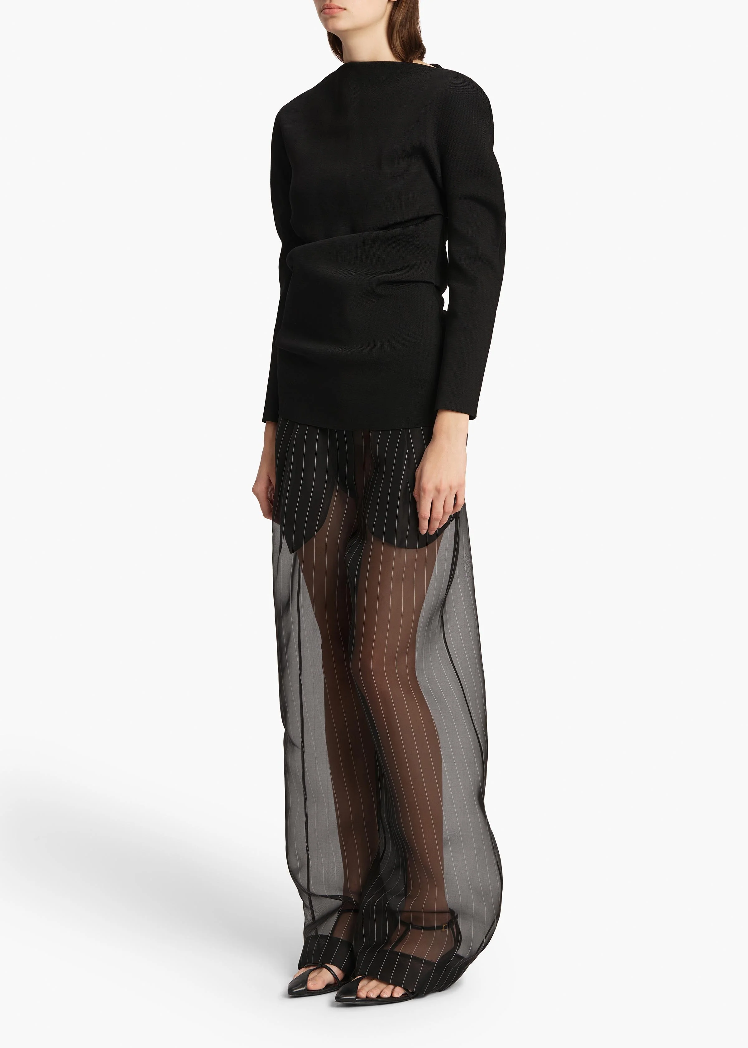 Khaite - Lenton Pant in Black with White Stripe - Image 9