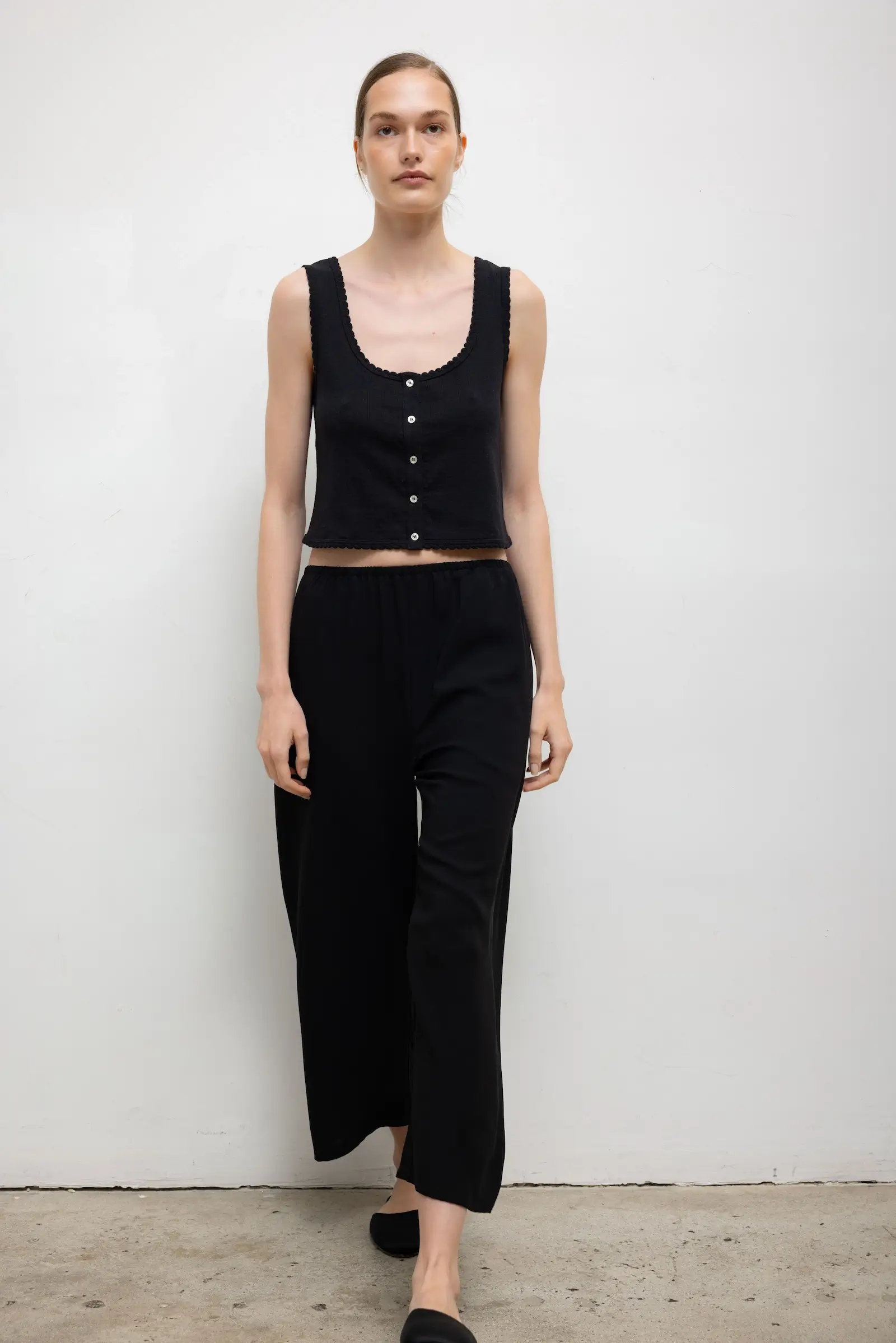 Leset - Pointelle Button Down Tank - Image 4