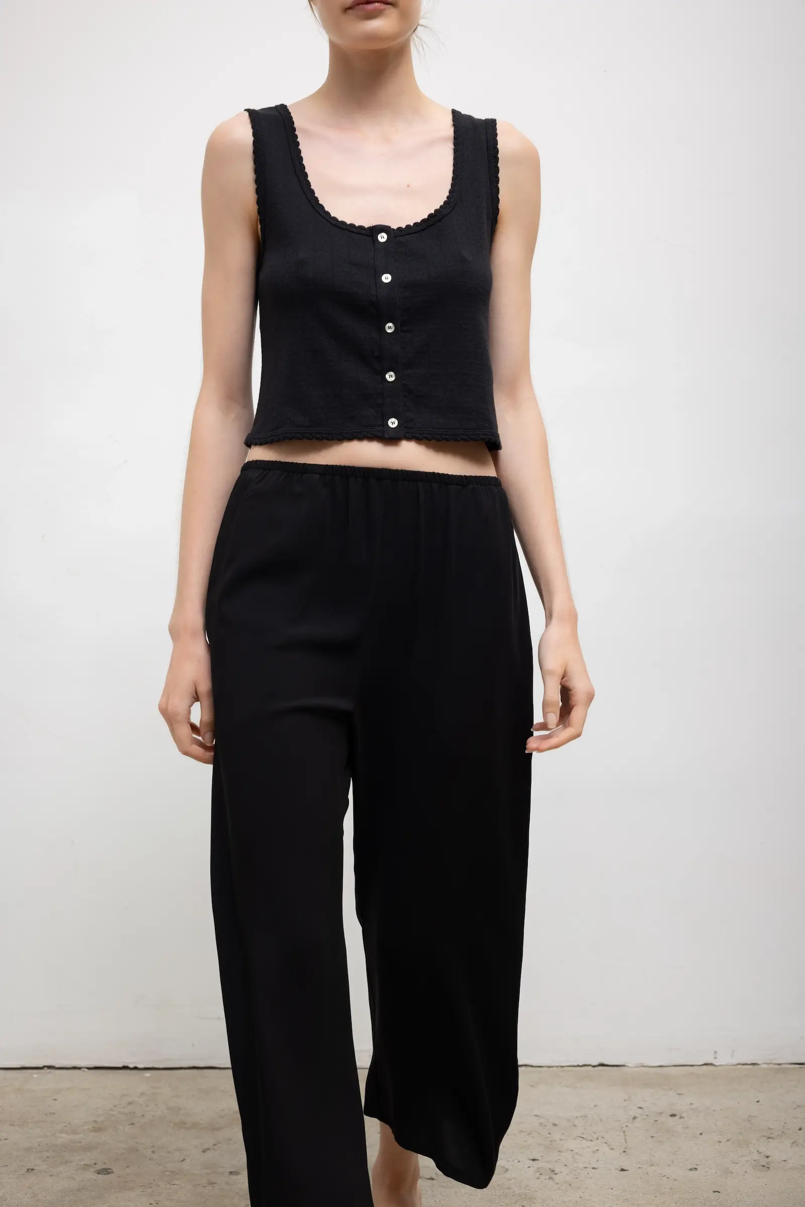 Leset - Pointelle Button Down Tank - Image 5