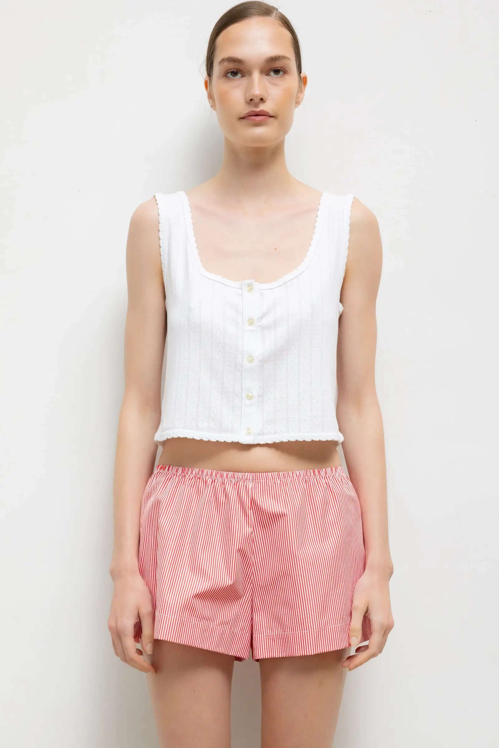 Leset - Pointelle Button Down Tank