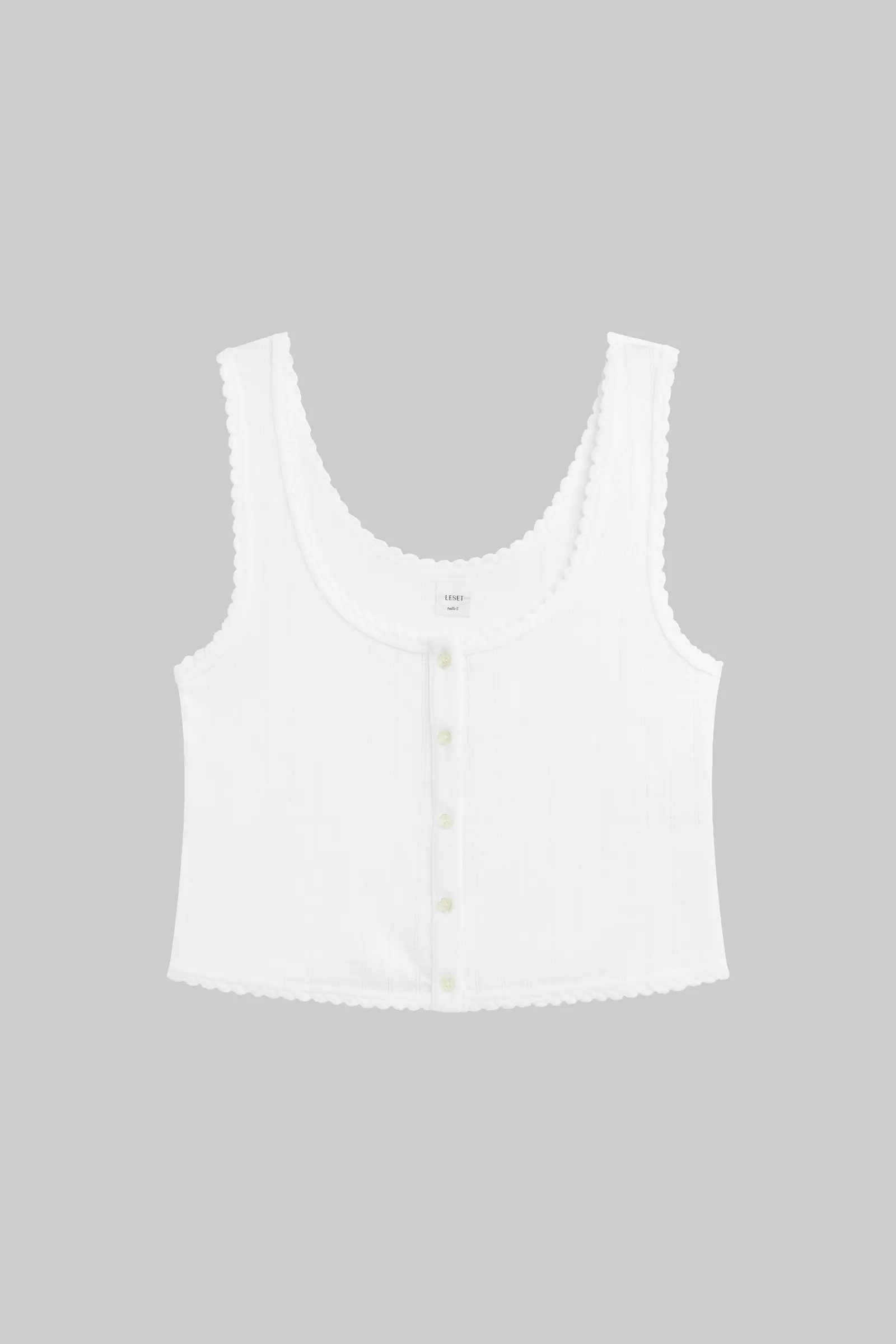 Leset - Pointelle Button Down Tank - Image 2