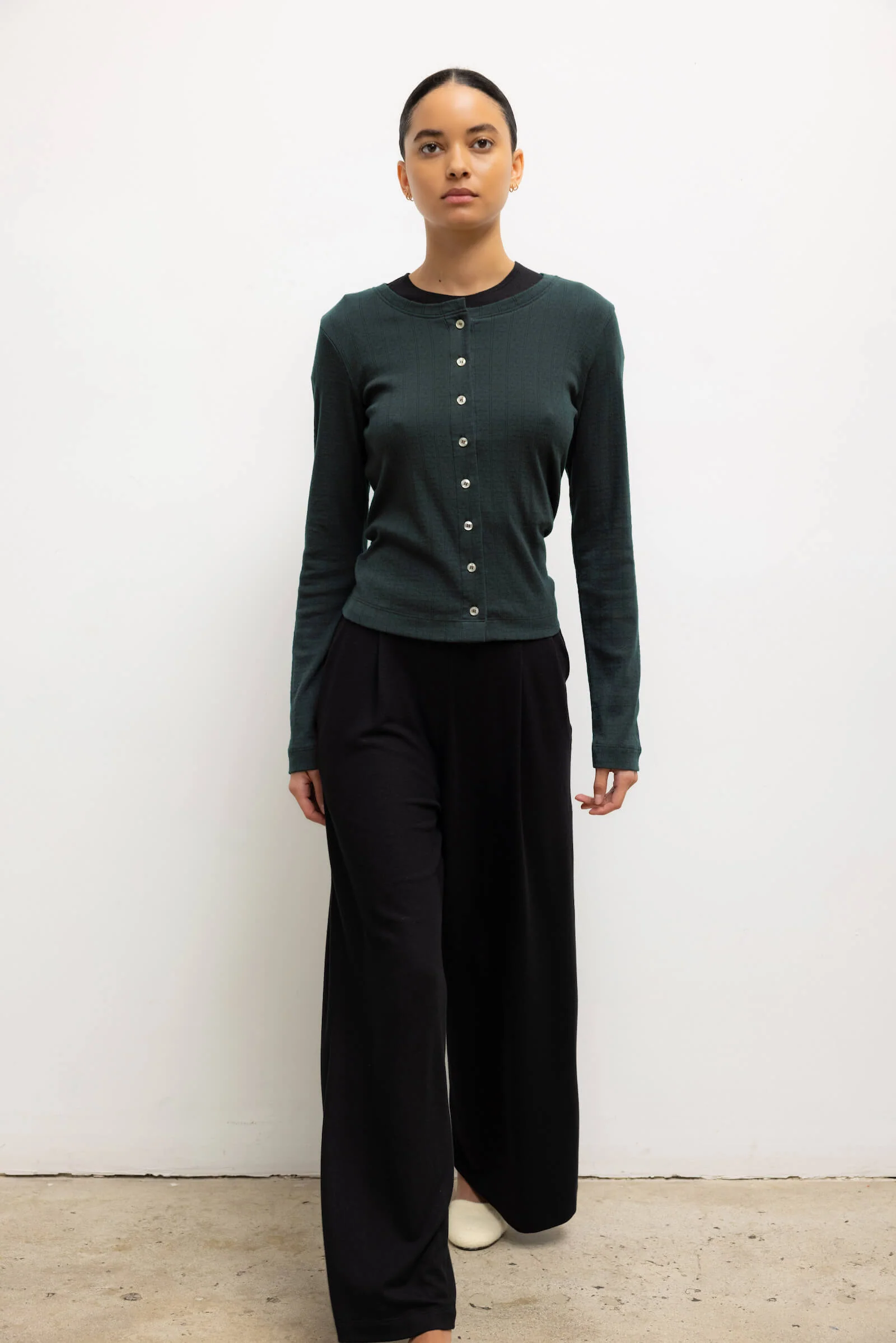 Leset - Pointelle Classic Crew Cardigan - Image 4