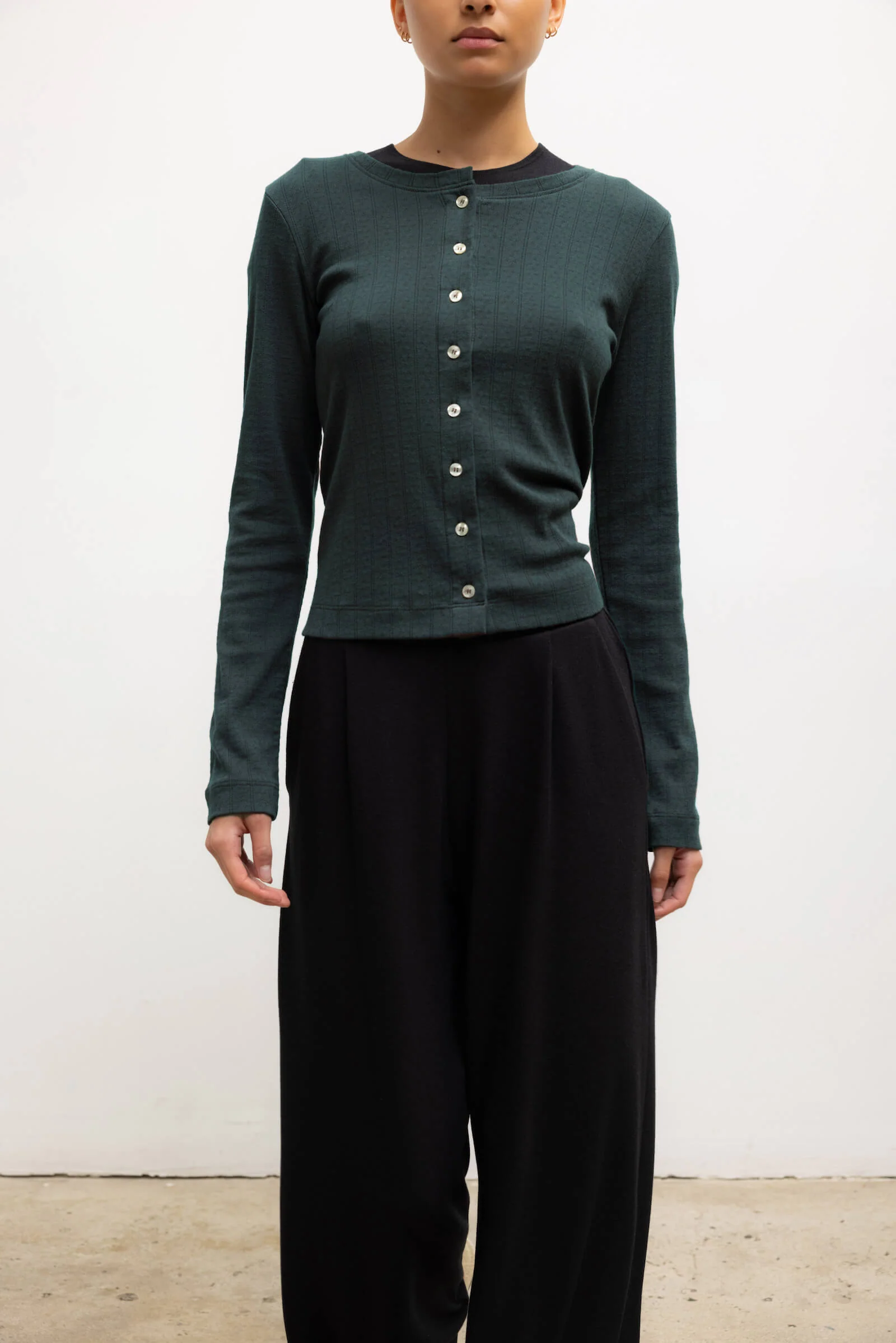 Leset - Pointelle Classic Crew Cardigan - Image 5