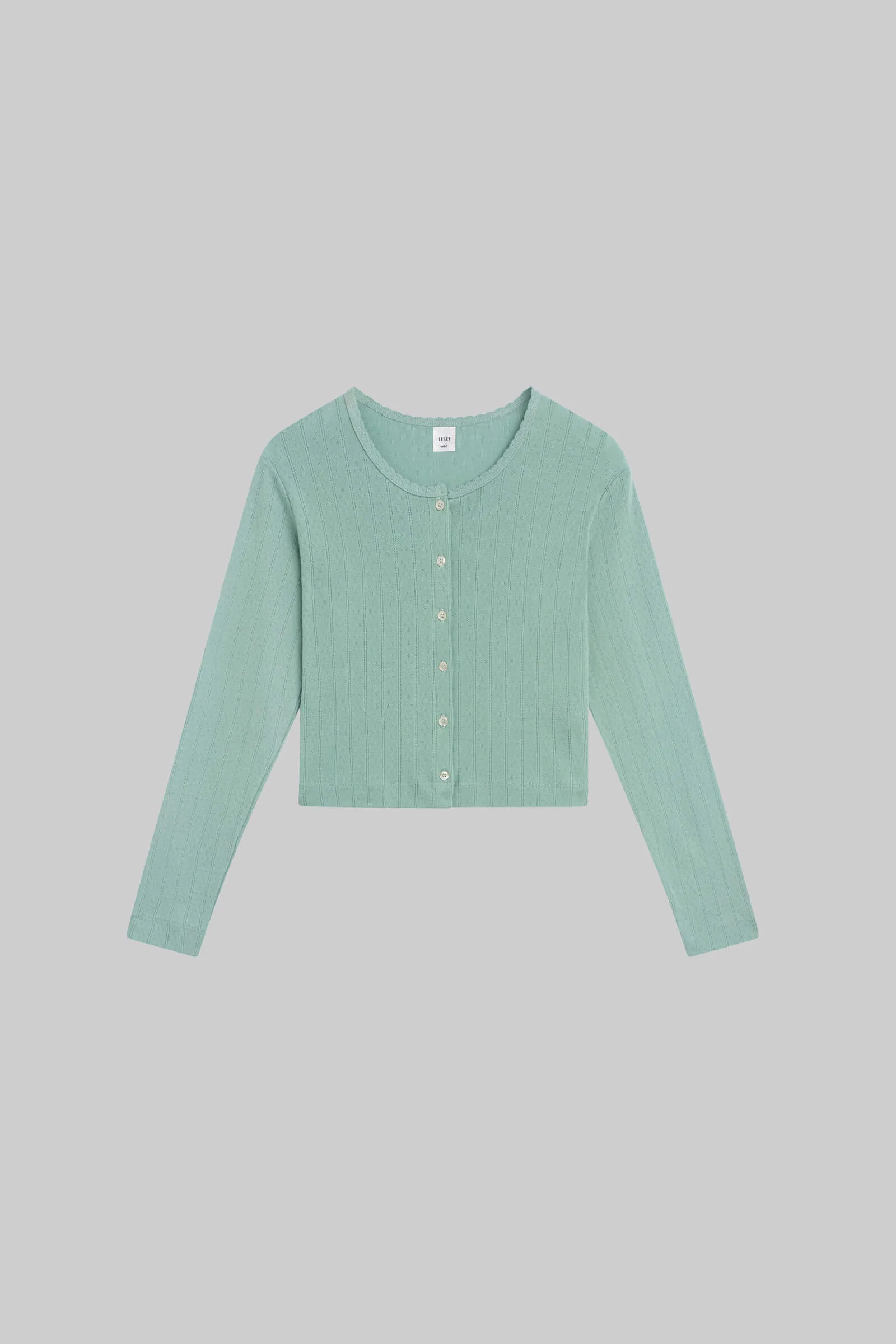 Leset - Pointelle Crop Cardigan - Image 2