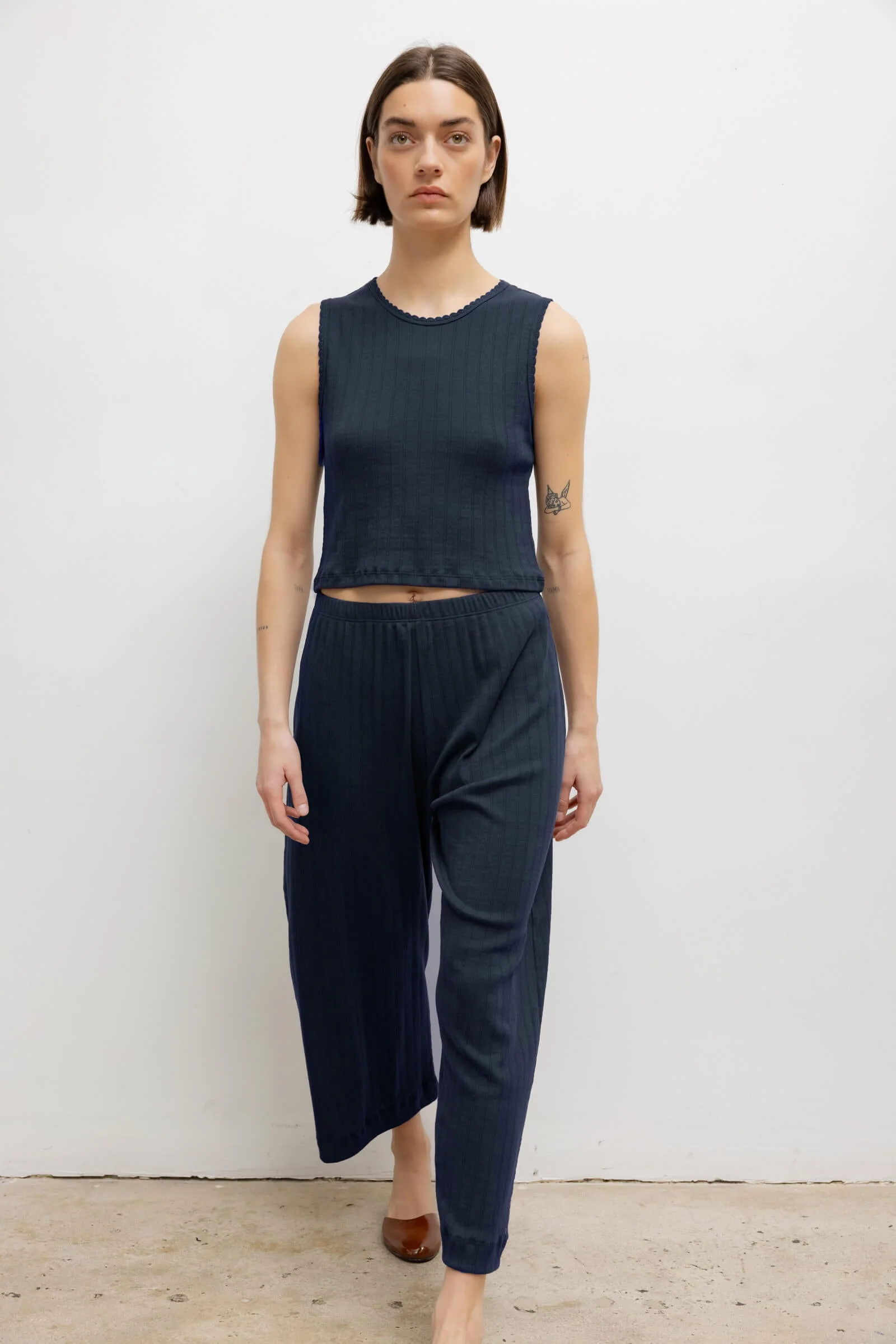 Leset - Pointelle Crop Wide Leg Pant - Image 3
