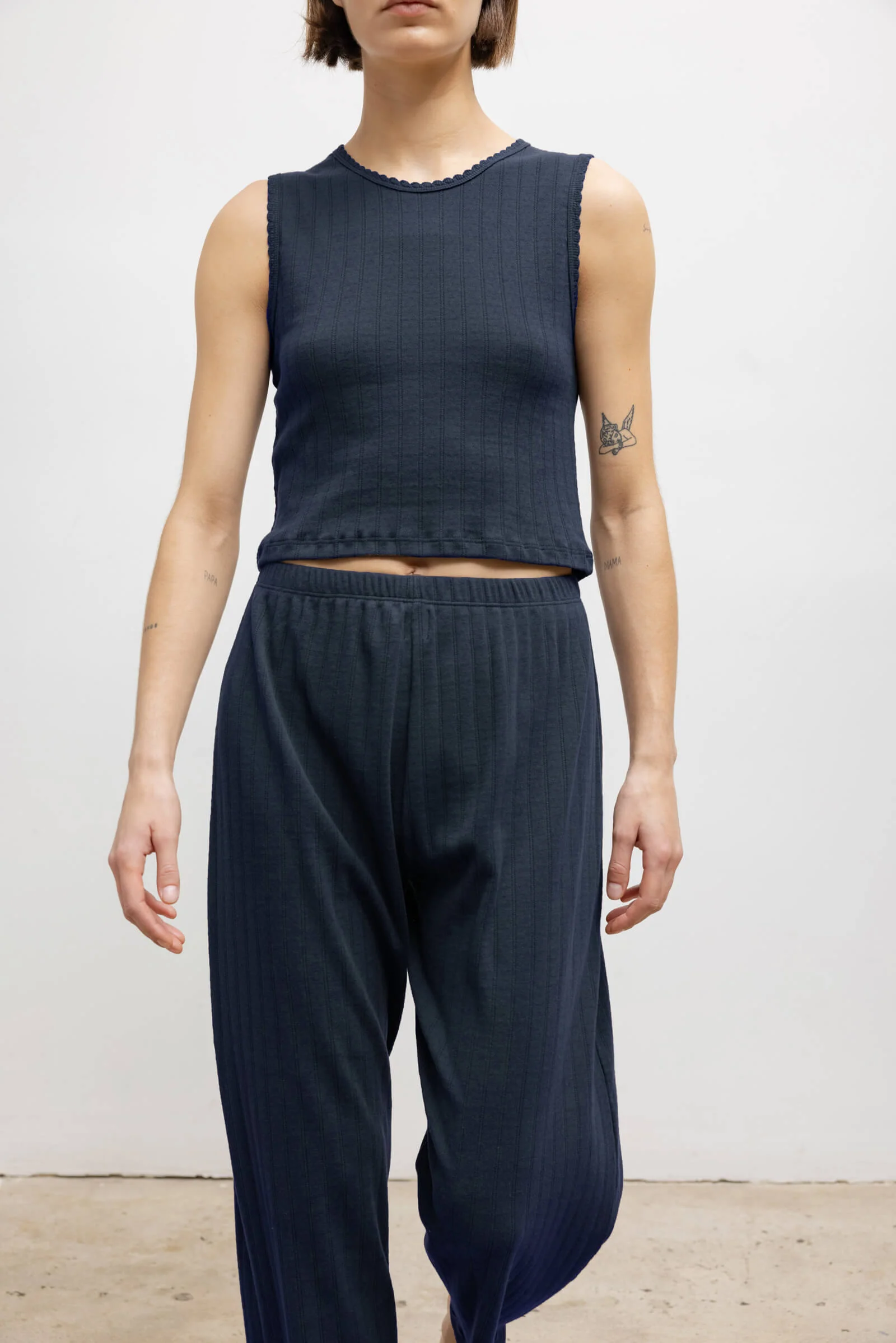 Leset - Pointelle Crop Wide Leg Pant - Image 4