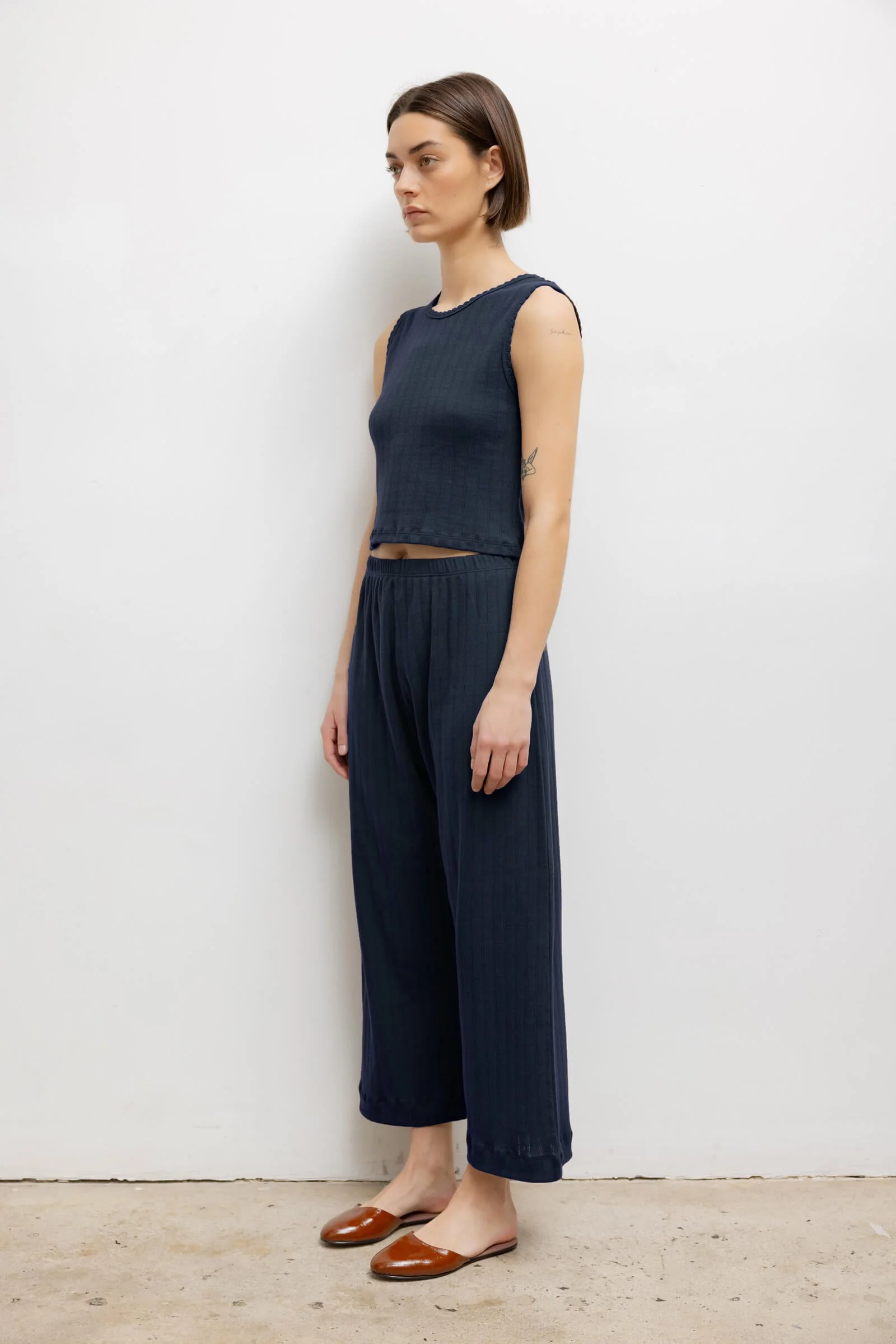 Leset - Pointelle Crop Wide Leg Pant - Image 5