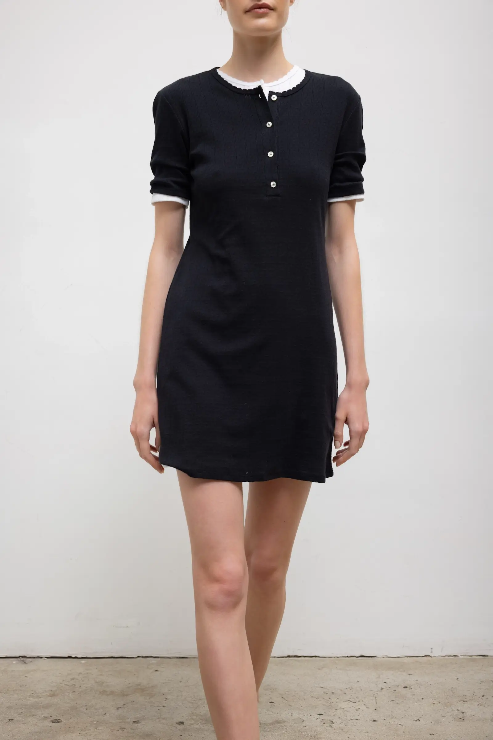 Leset - Pointelle Henley Mini Dress - Image 4