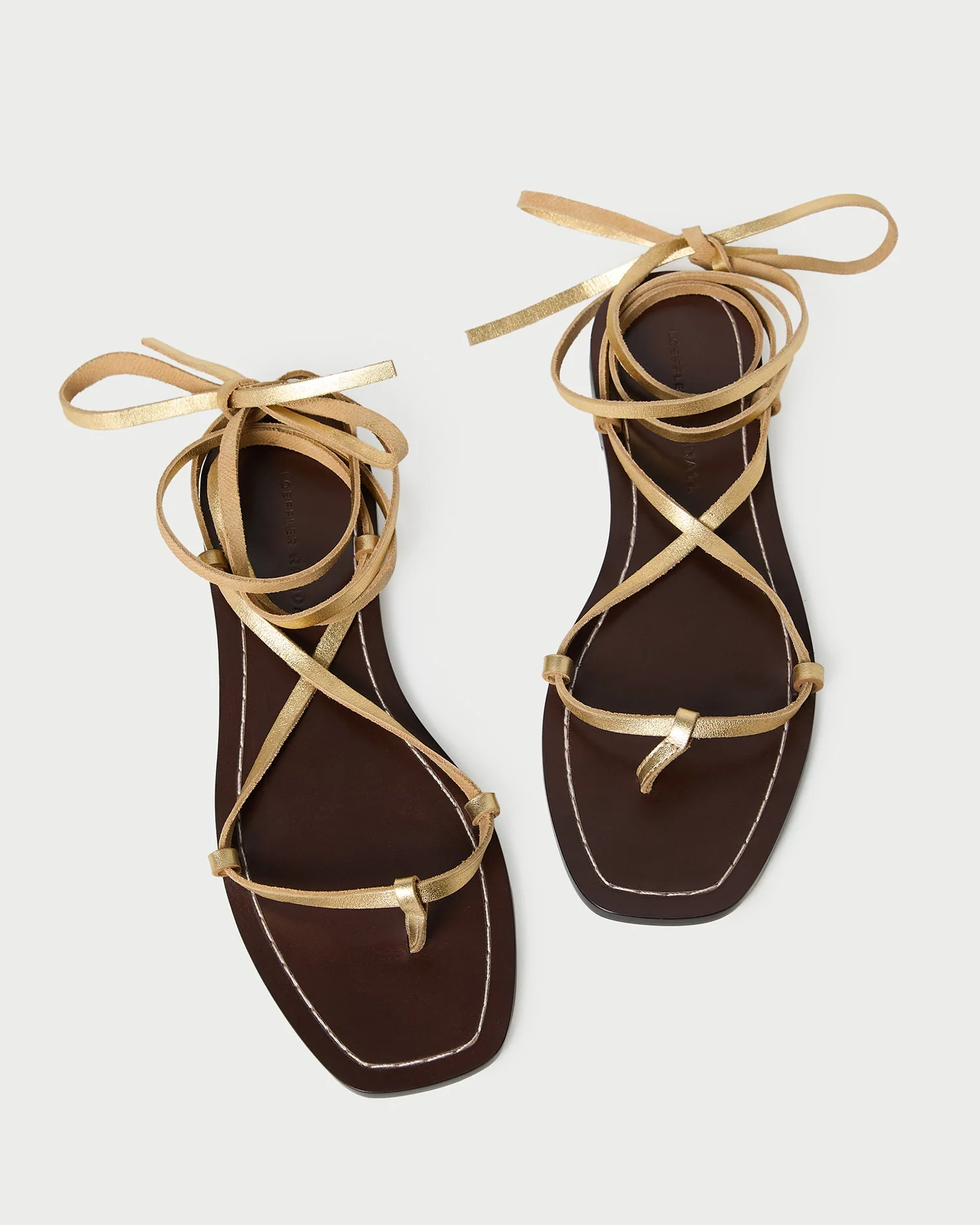 Loeffler Randall - Lianna Gold/Espresso Lace - Up Sandal