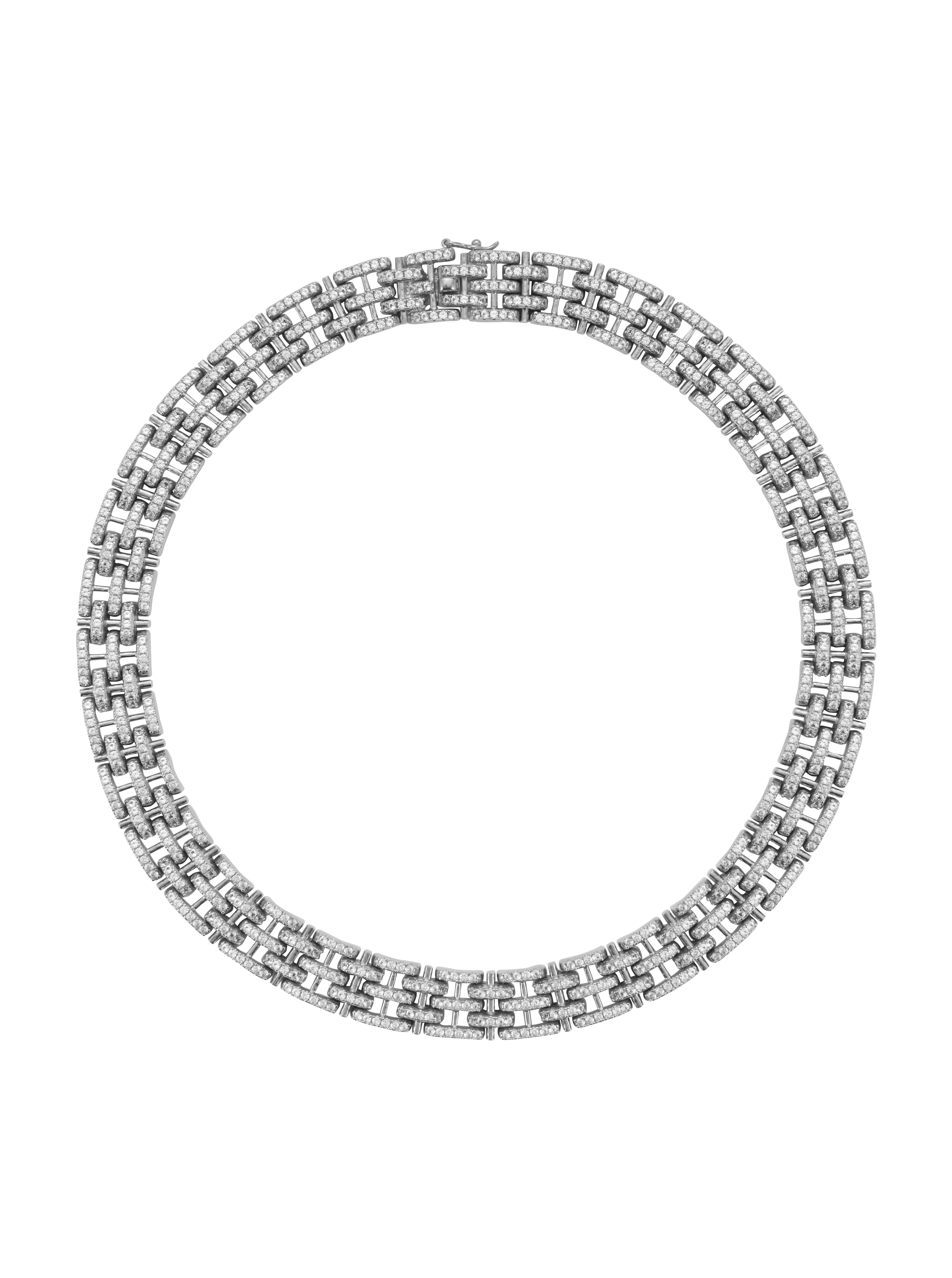 Dorsey - LILETTA PAVÉ LINK NECKLACE, SILVER