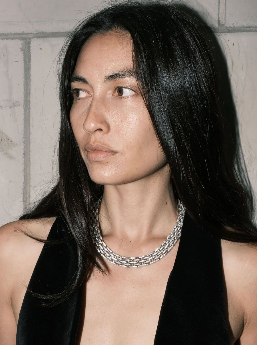 Dorsey - LILETTA PAVÉ LINK NECKLACE, SILVER - Image 2
