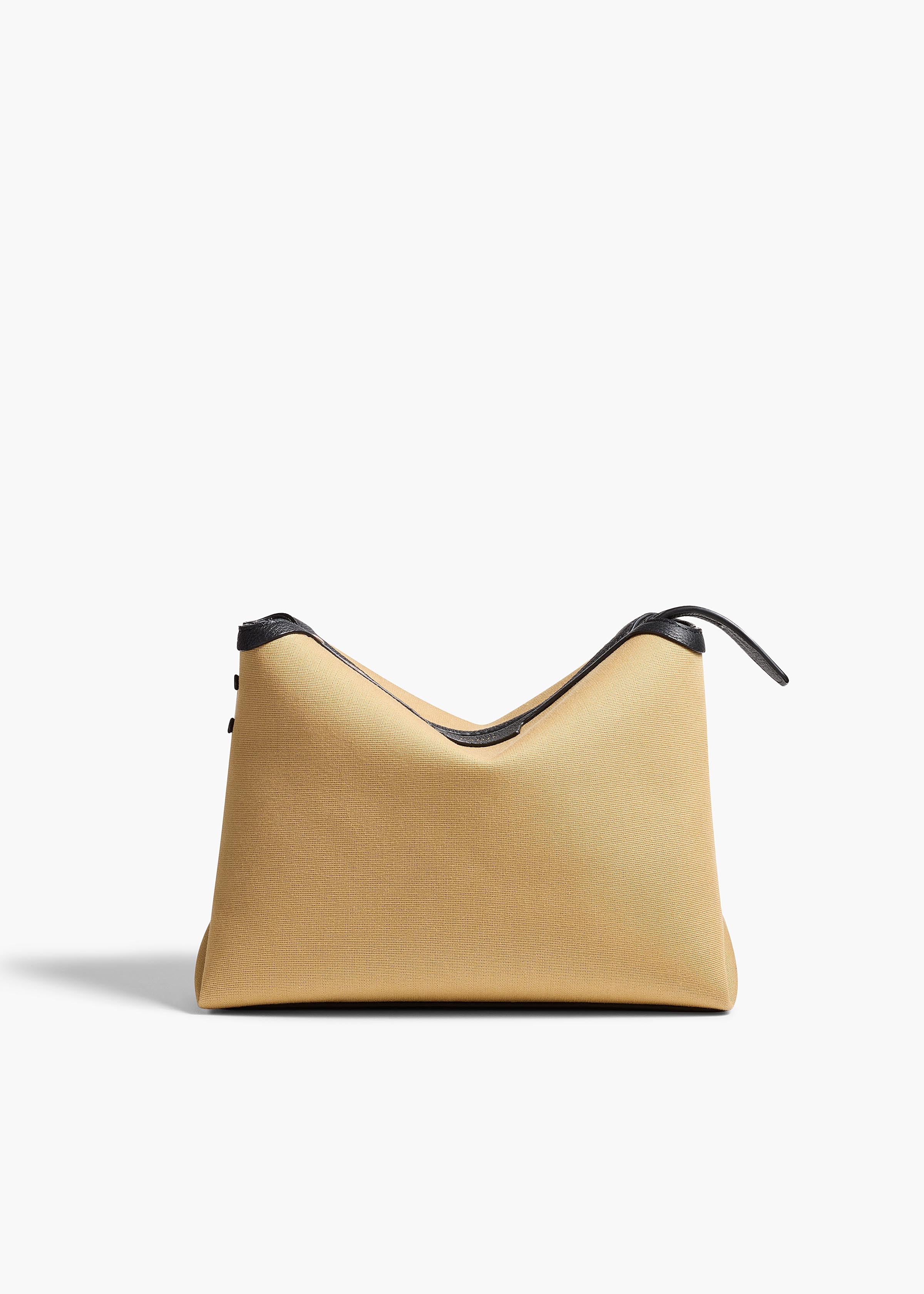 Khaite - Lina Crossbody Bag in Honey Canvas with Black Leather - Image 9
