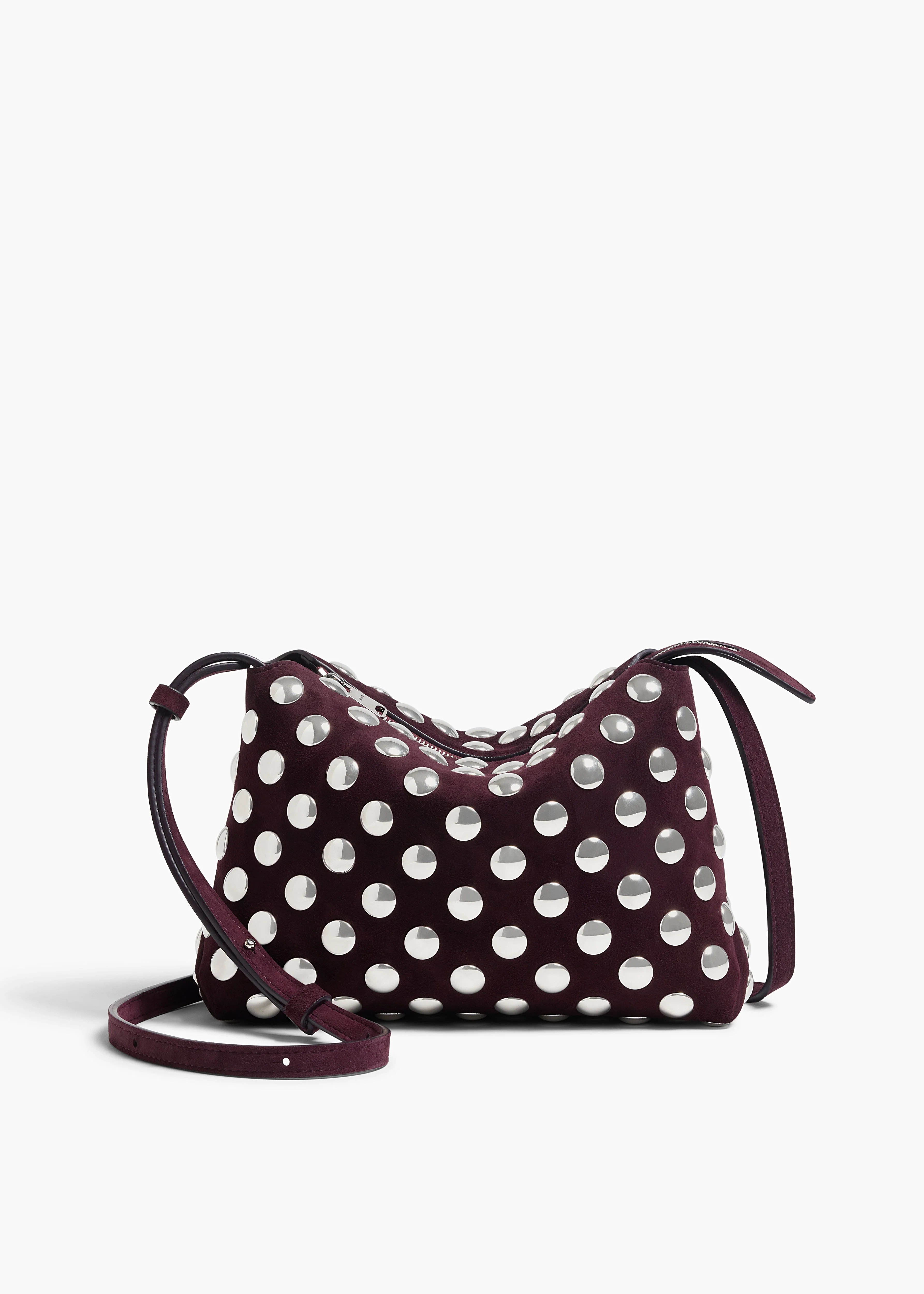 Khaite - Lina Crossbody Bag in Rouge Noir Suede with Silver Studs - Image 6