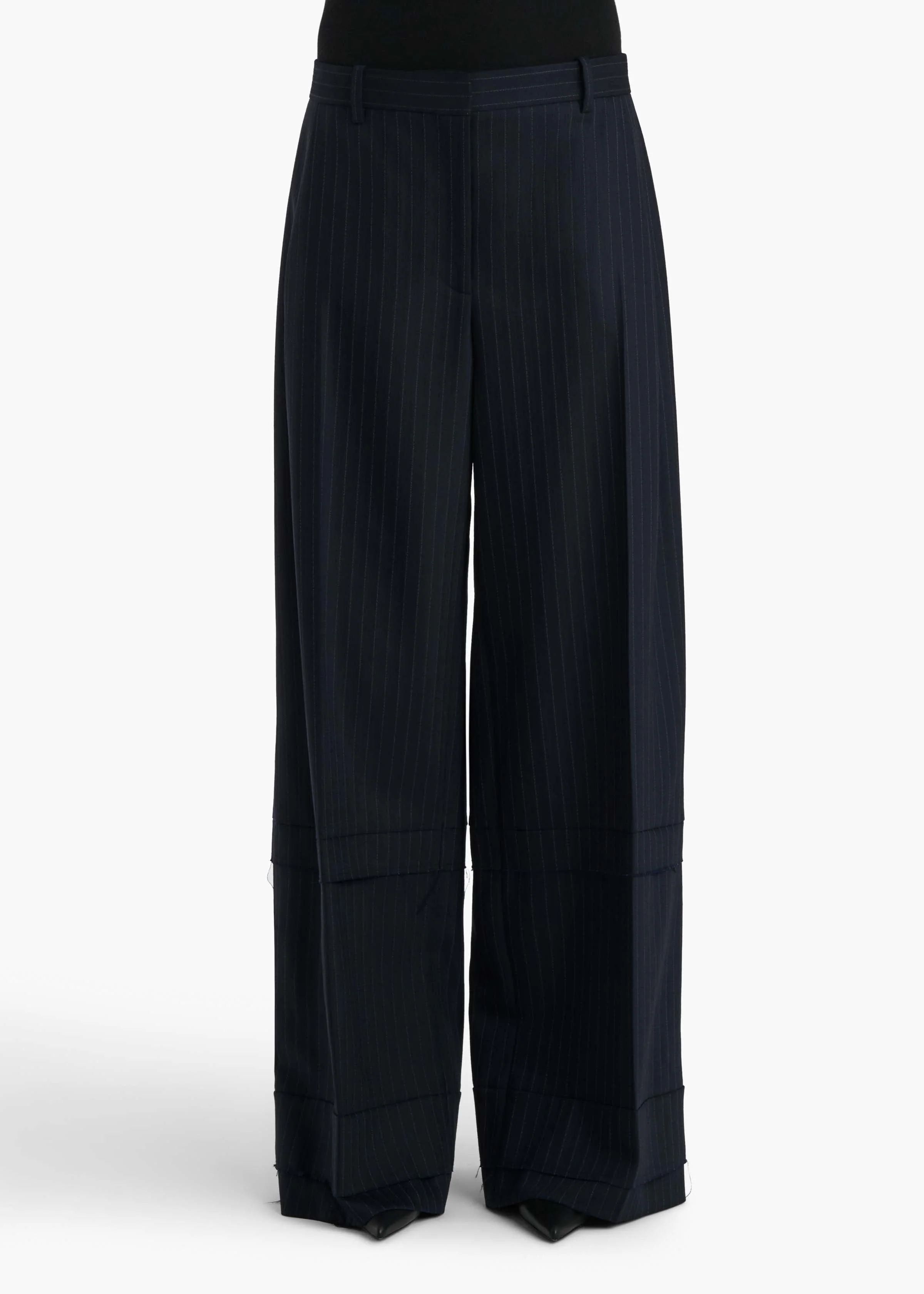 Khaite - Linden Pant in Navy and White Stripe - Image 10