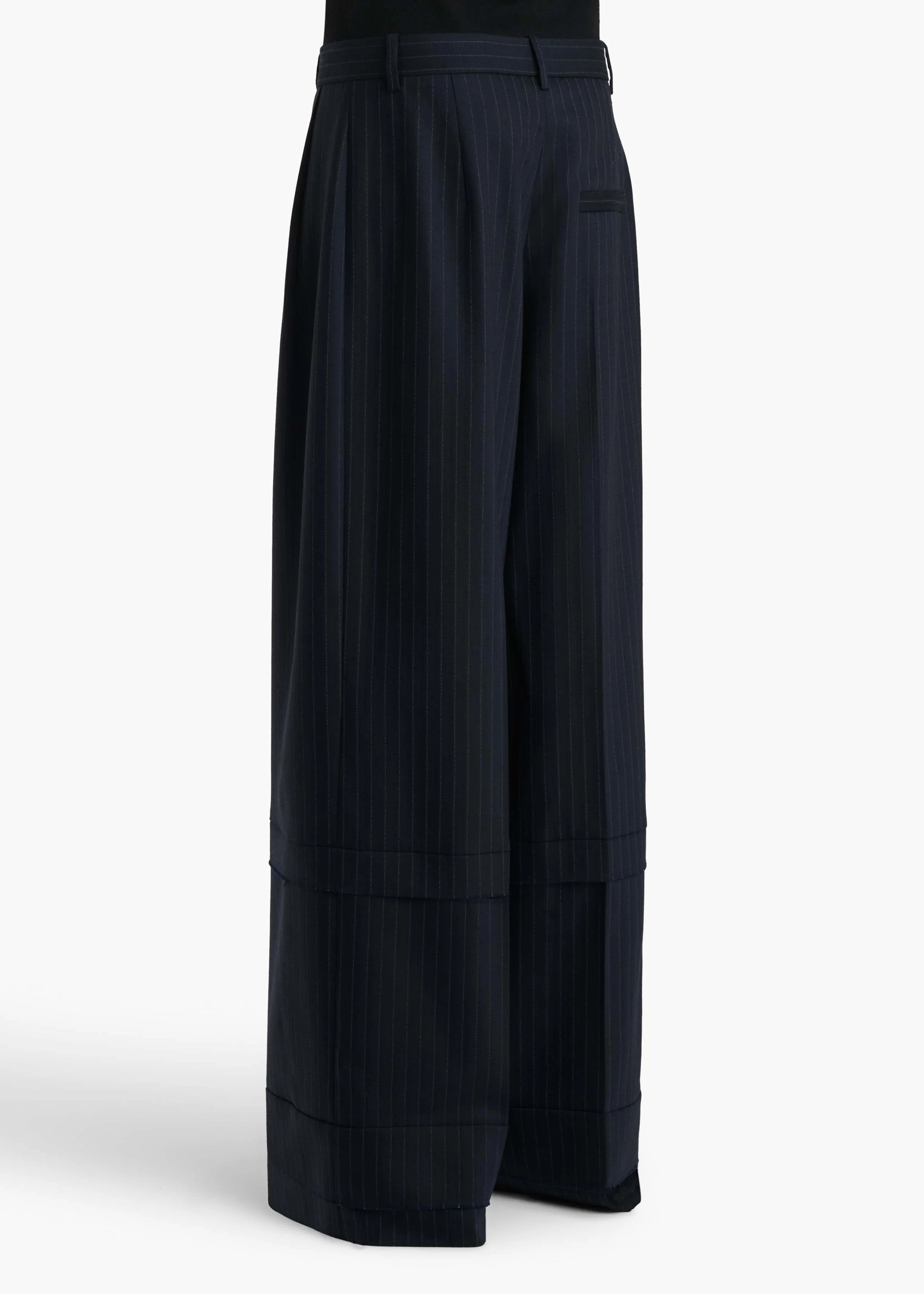 Khaite - Linden Pant in Navy and White Stripe - Image 4