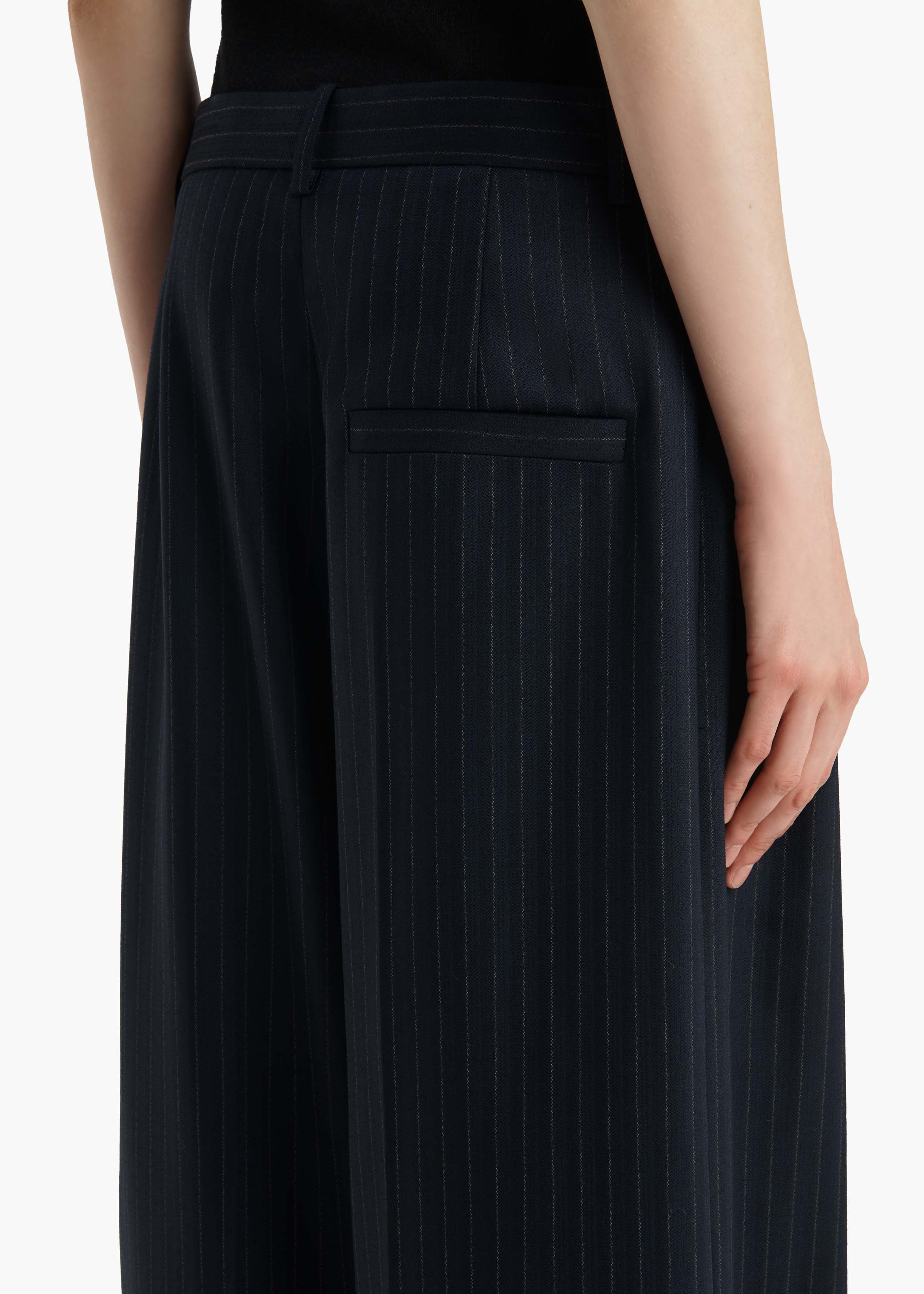 Khaite - Linden Pant in Navy and White Stripe - Image 6