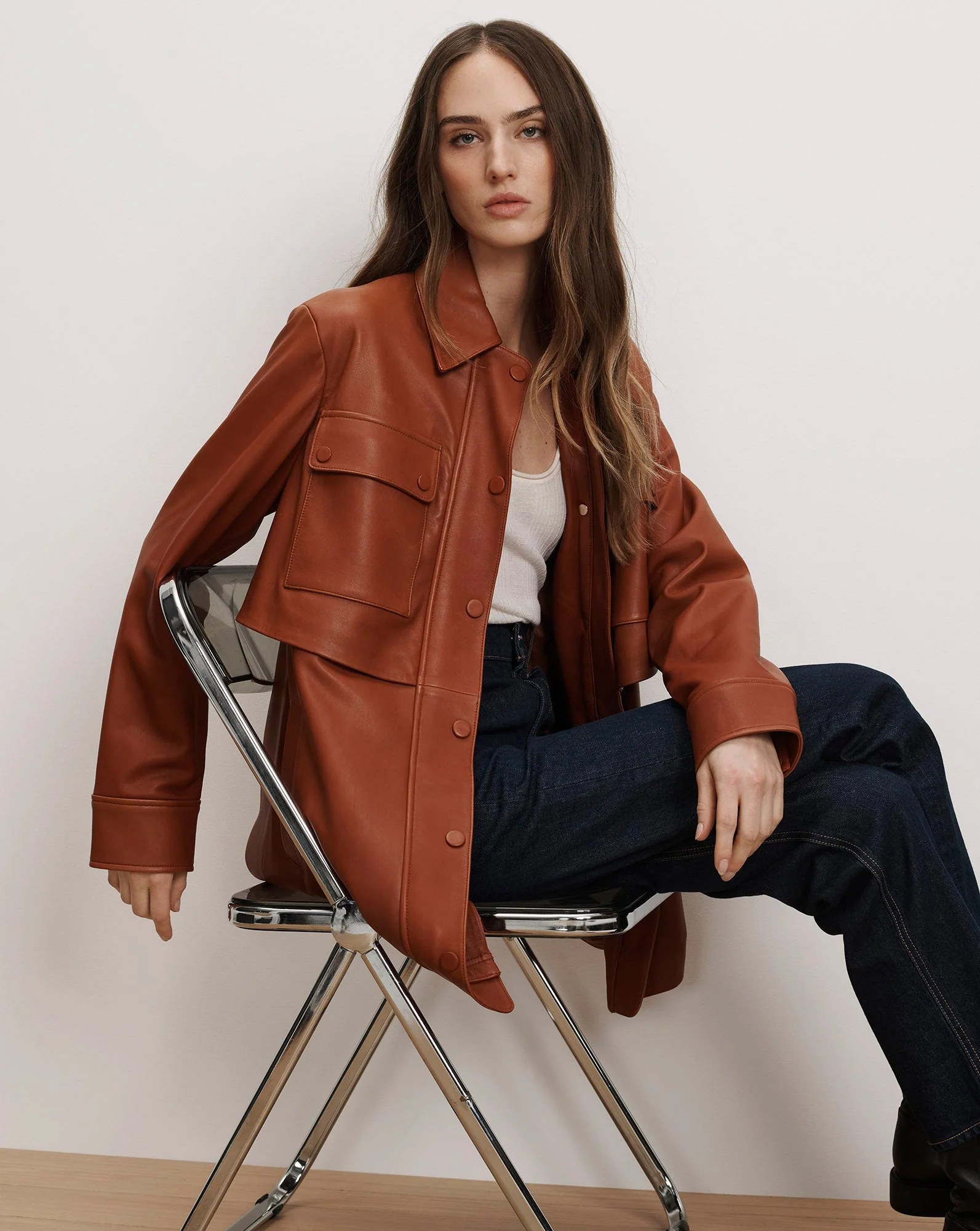 Veronica Beard - Liora Leather Utility Dickey Coat