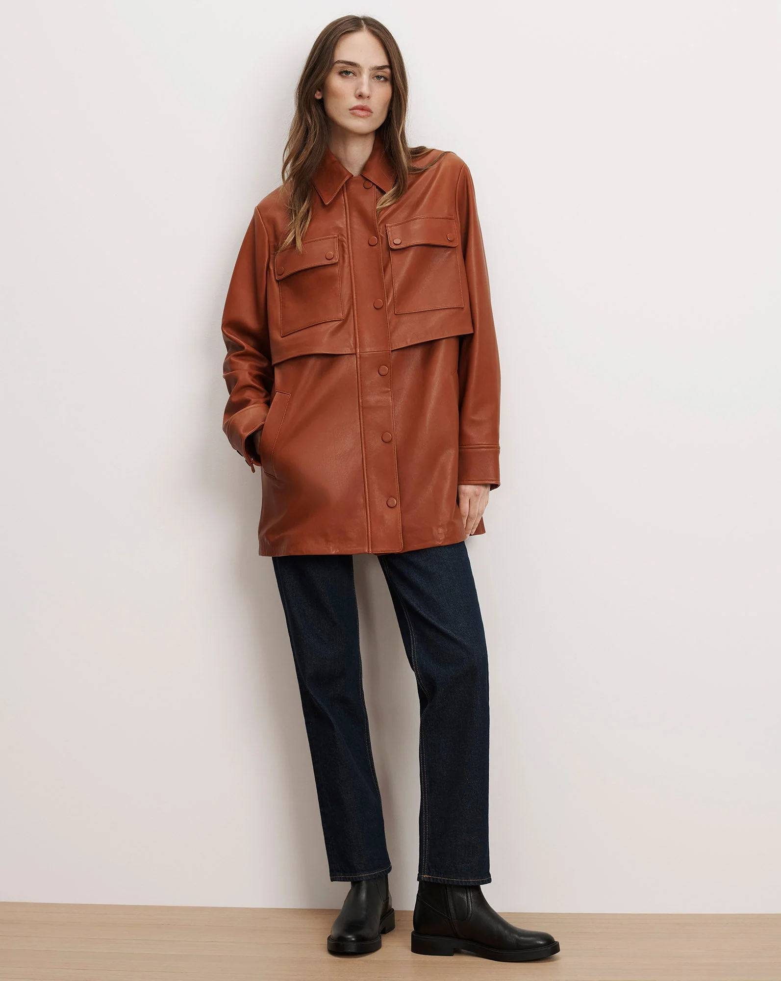 Veronica Beard - Liora Leather Utility Dickey Coat - Image 4