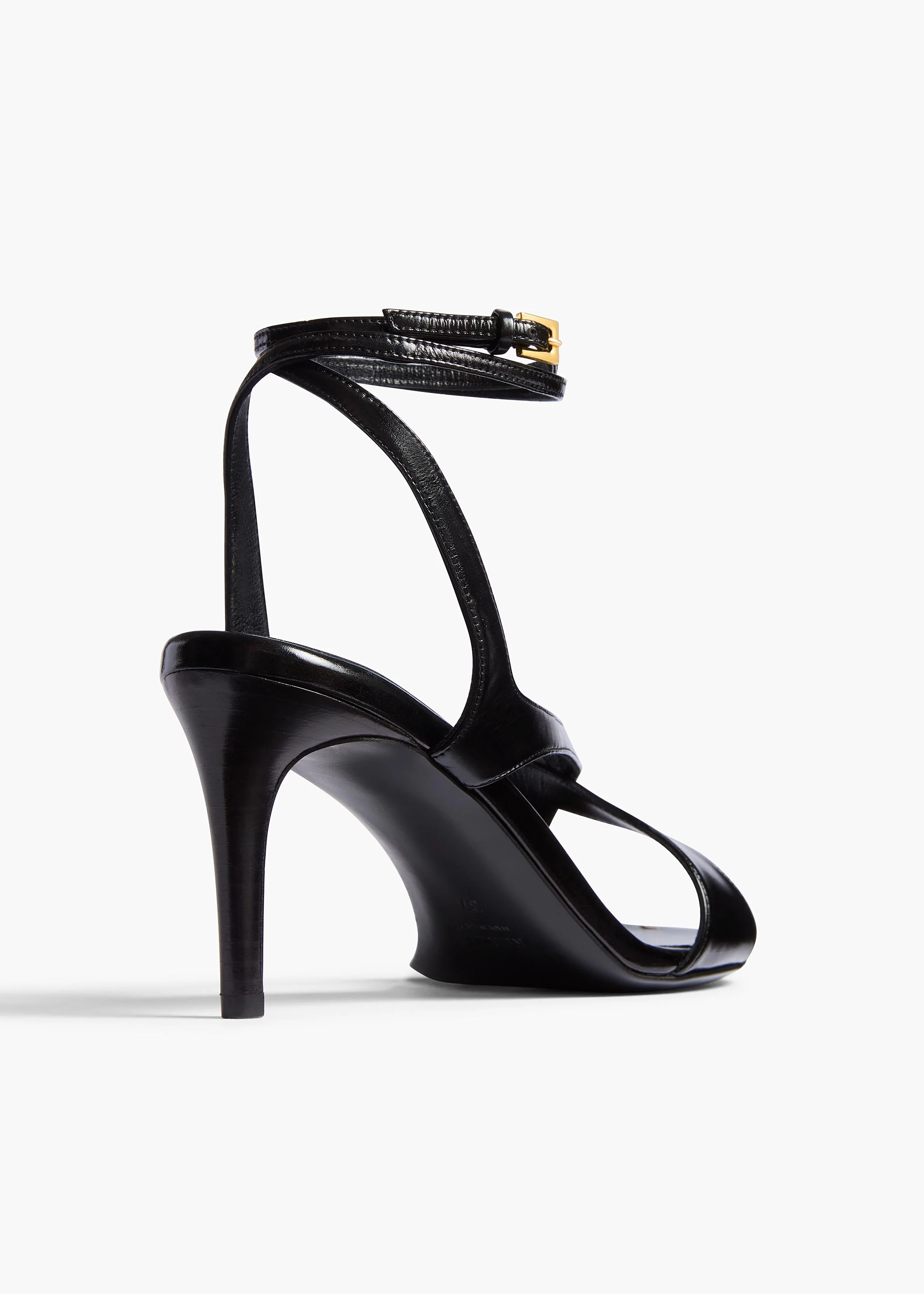 Khaite - Liria Ankle Strap Sandal in Black Glazed Leather - Image 3