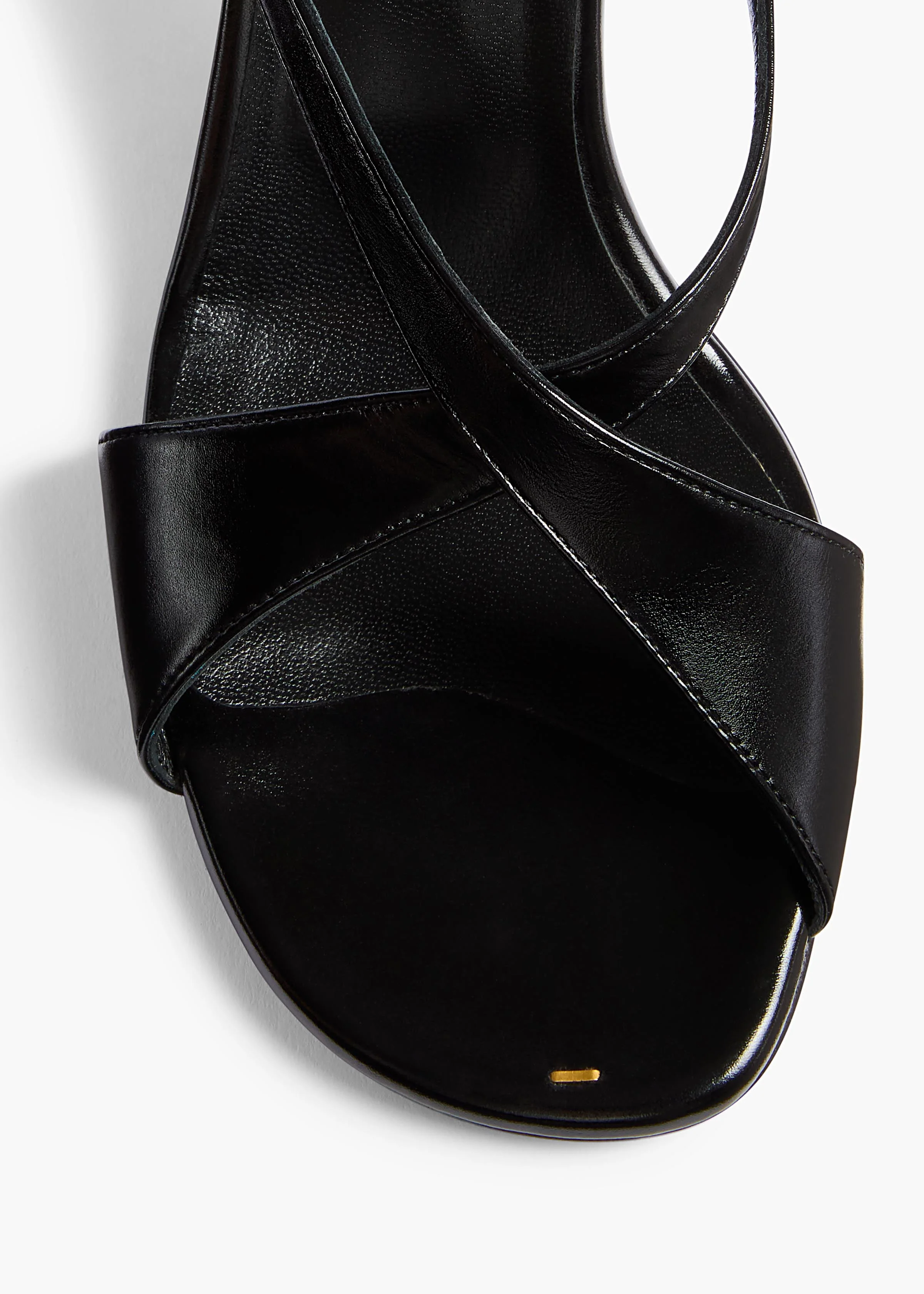 Khaite - Liria Ankle Strap Sandal in Black Glazed Leather - Image 4