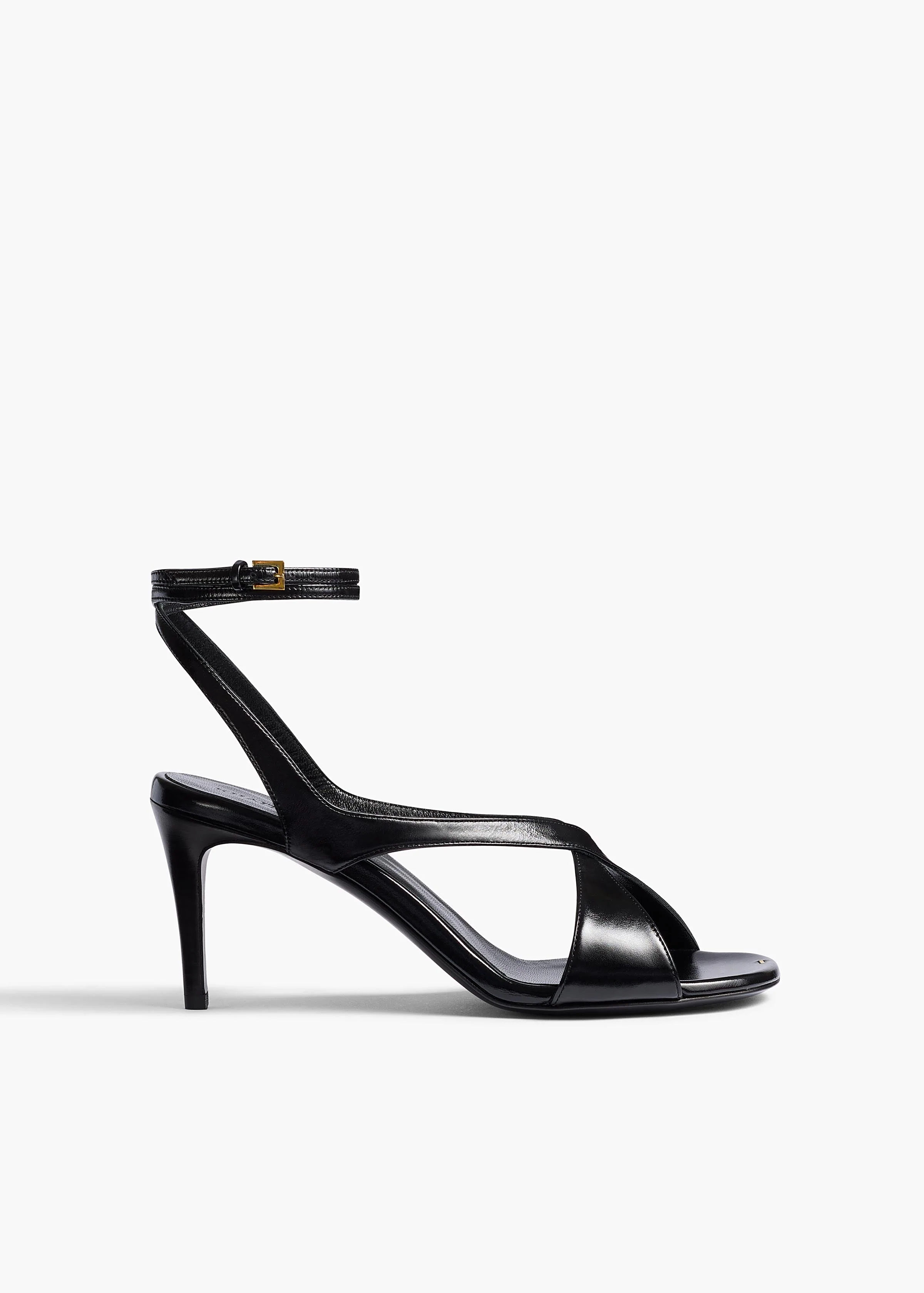 Khaite - Liria Ankle Strap Sandal in Black Glazed Leather - Image 7