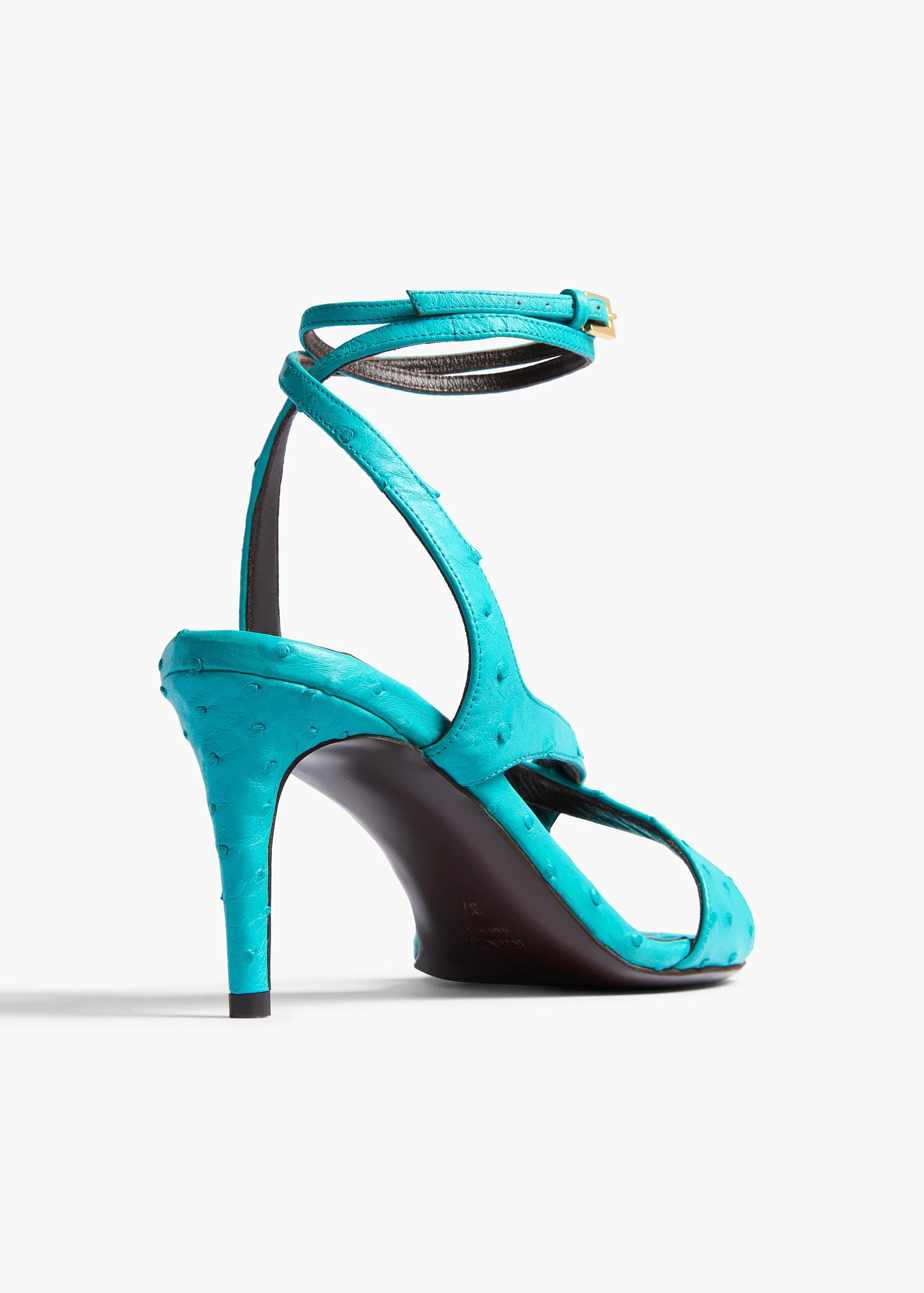 Khaite - Liria Ankle Strap Sandal in Crystal Blue Ostrich - Image 3