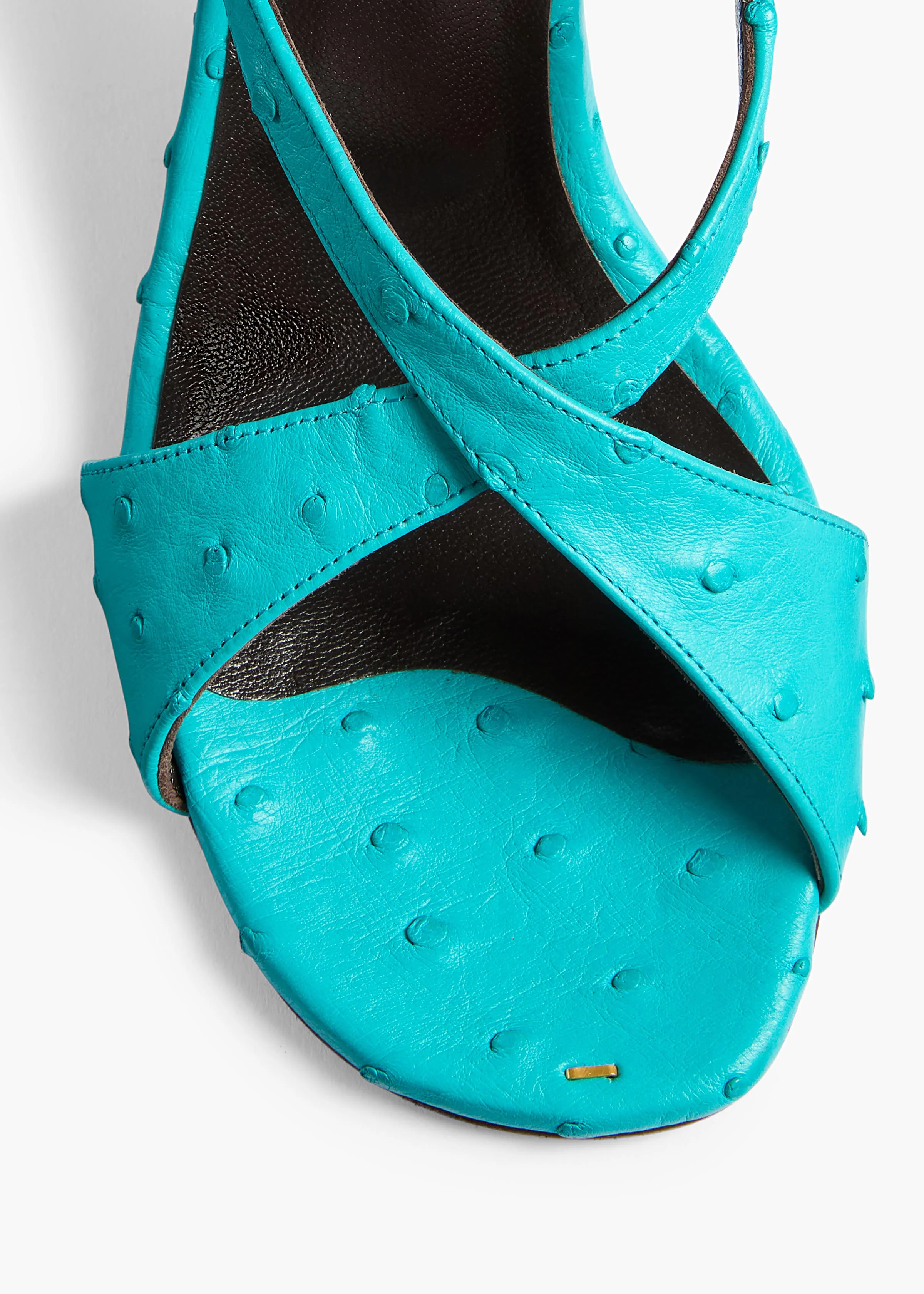 Khaite - Liria Ankle Strap Sandal in Crystal Blue Ostrich - Image 4