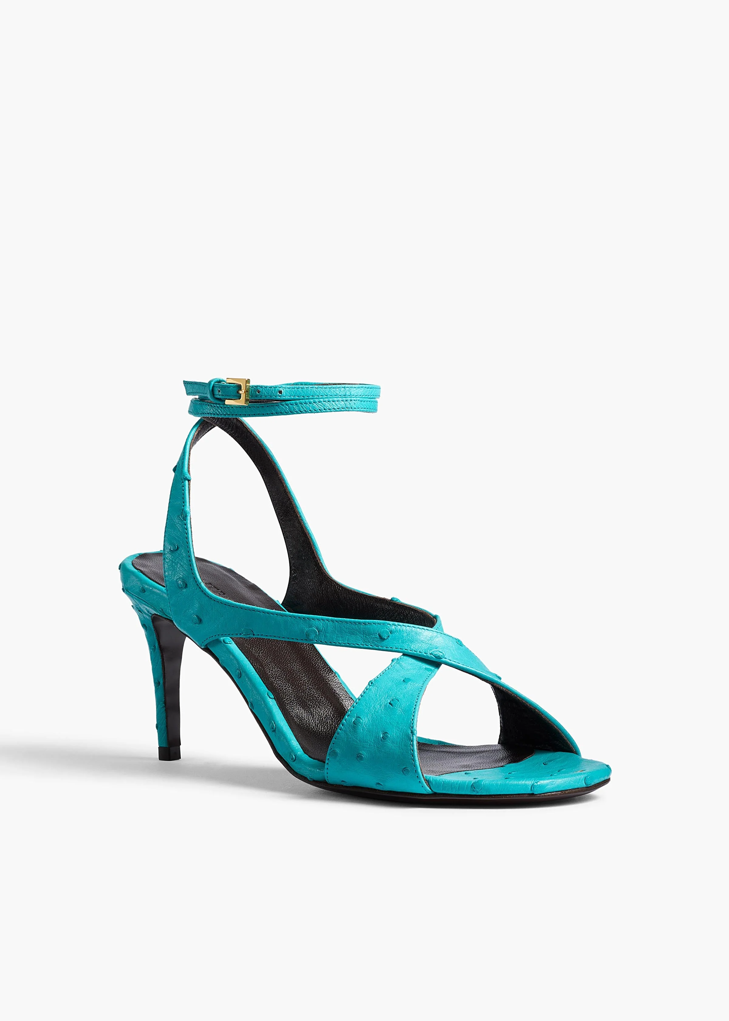 Khaite - Liria Ankle Strap Sandal in Crystal Blue Ostrich - Image 8