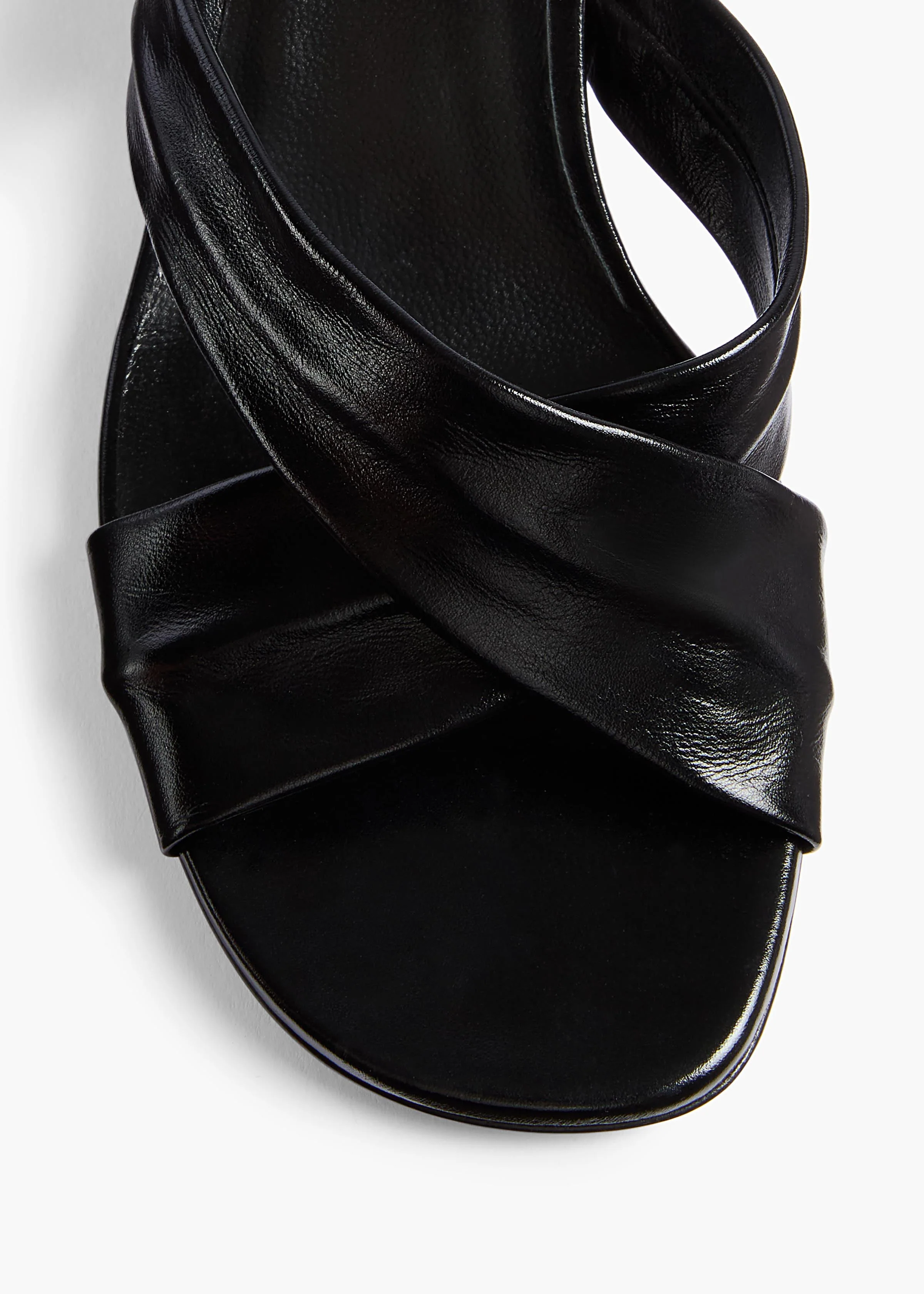Khaite - Liria Sandal in Black Glazed Leather - Image 4