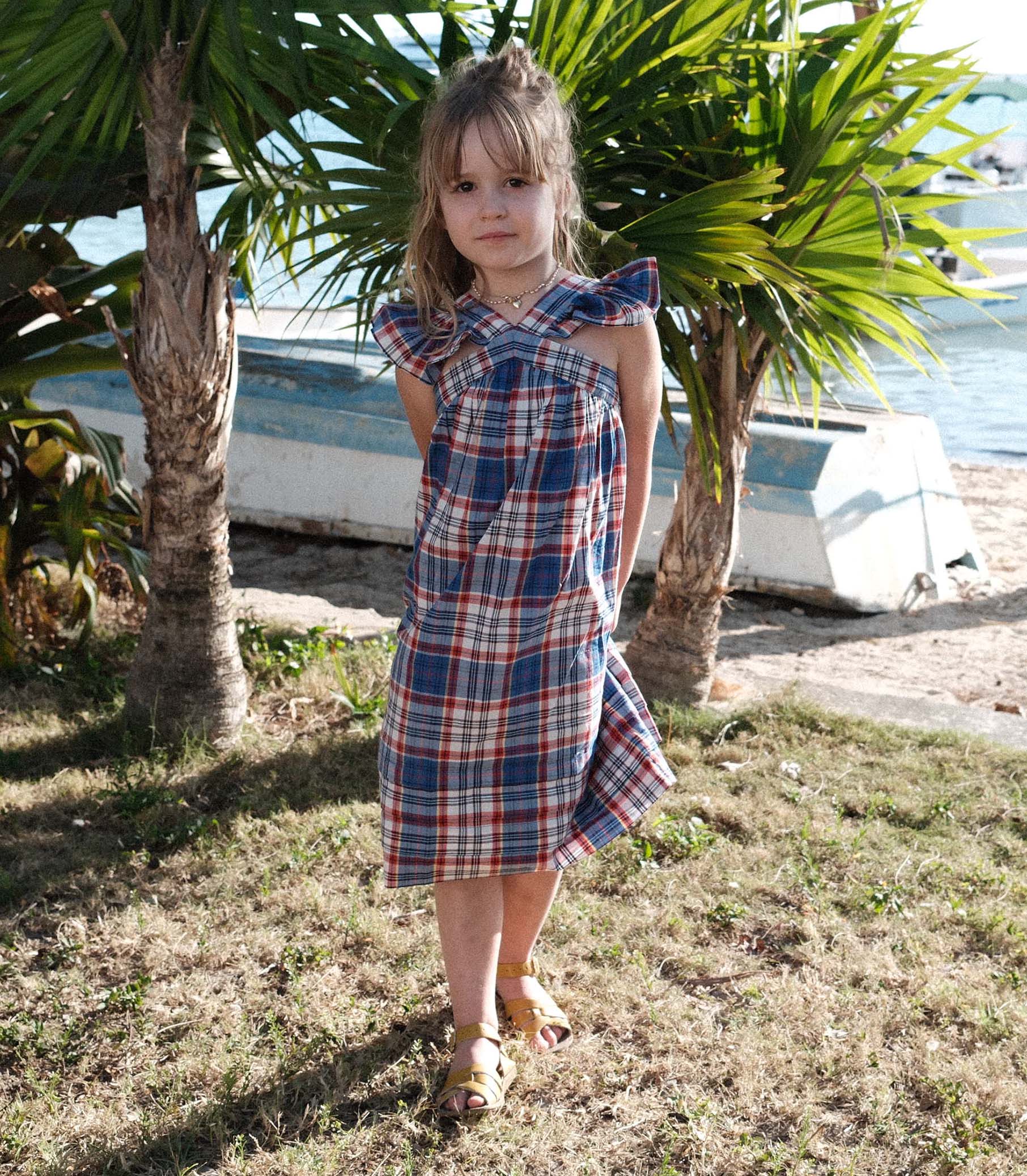 DÔEN - LITTLE NISHA DRESS -- COTE D’AZUR PLAID - Image 3
