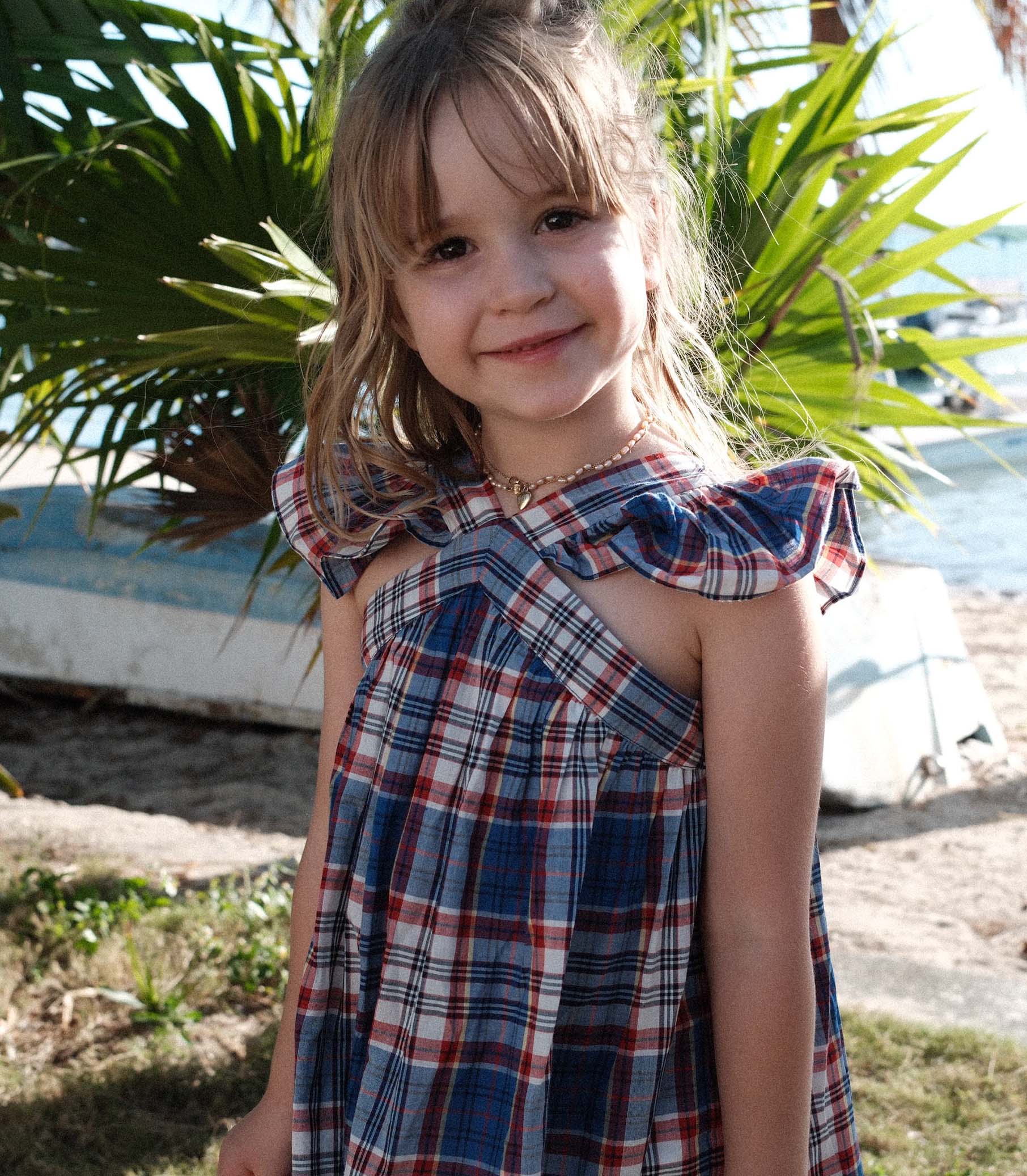 DÔEN - LITTLE NISHA DRESS -- COTE D’AZUR PLAID - Image 5