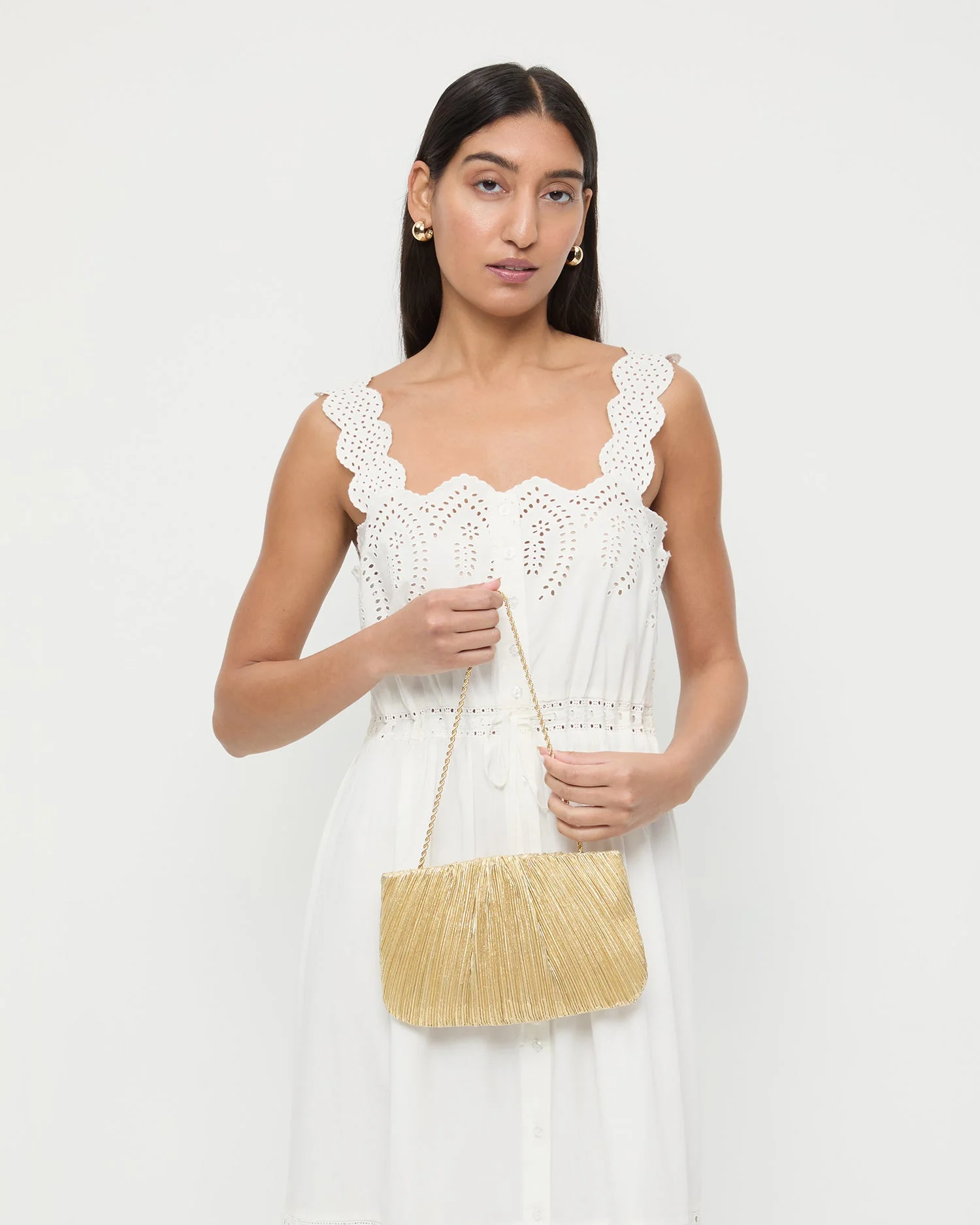 Loeffler Randall - Brit Gold Lamé Pleated Clutch - Image 5