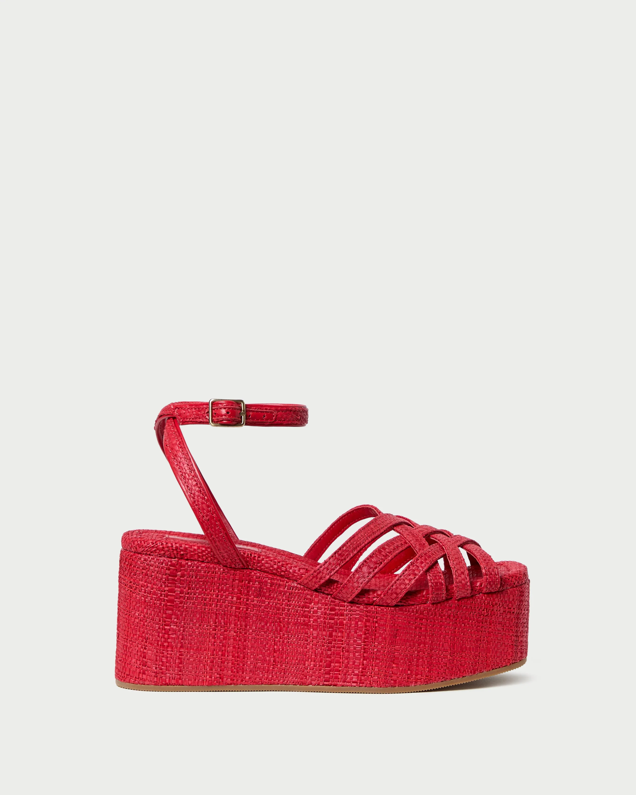 Loeffler Randall - Channing Red Raffia Platform Sandal