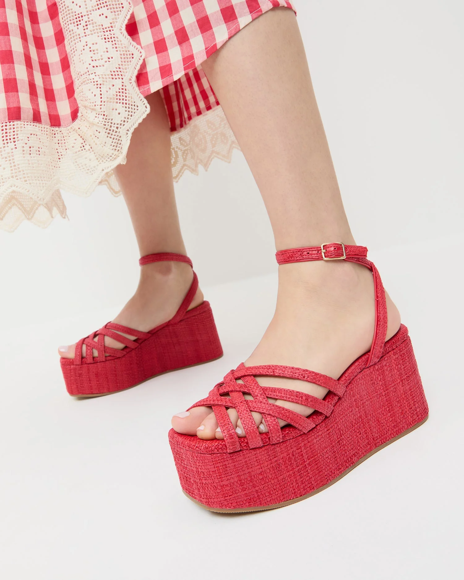 Loeffler Randall - Channing Red Raffia Platform Sandal - Image 2