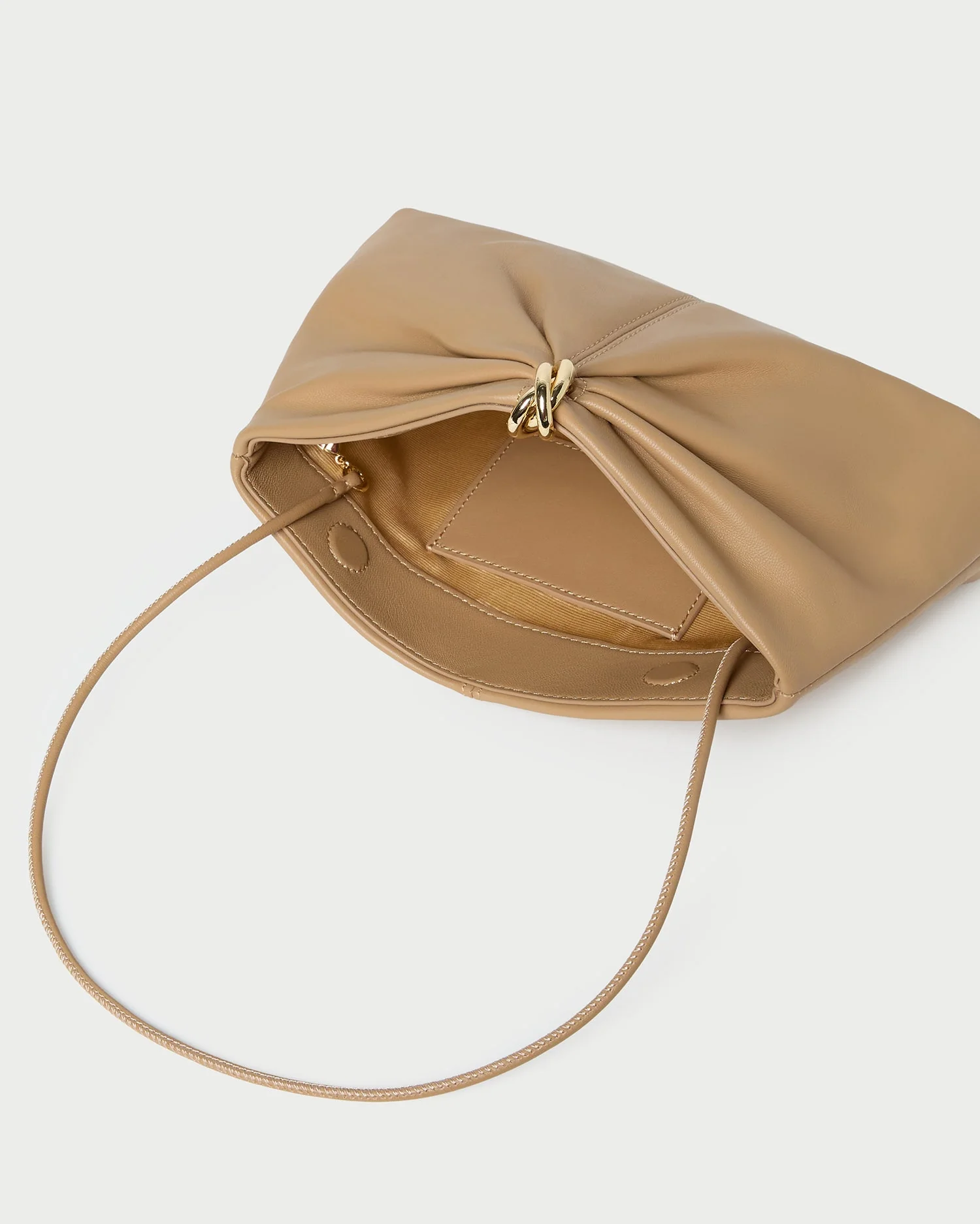 Loeffler Randall - Corrine Khaki Leather Gathered Clutch - Image 4