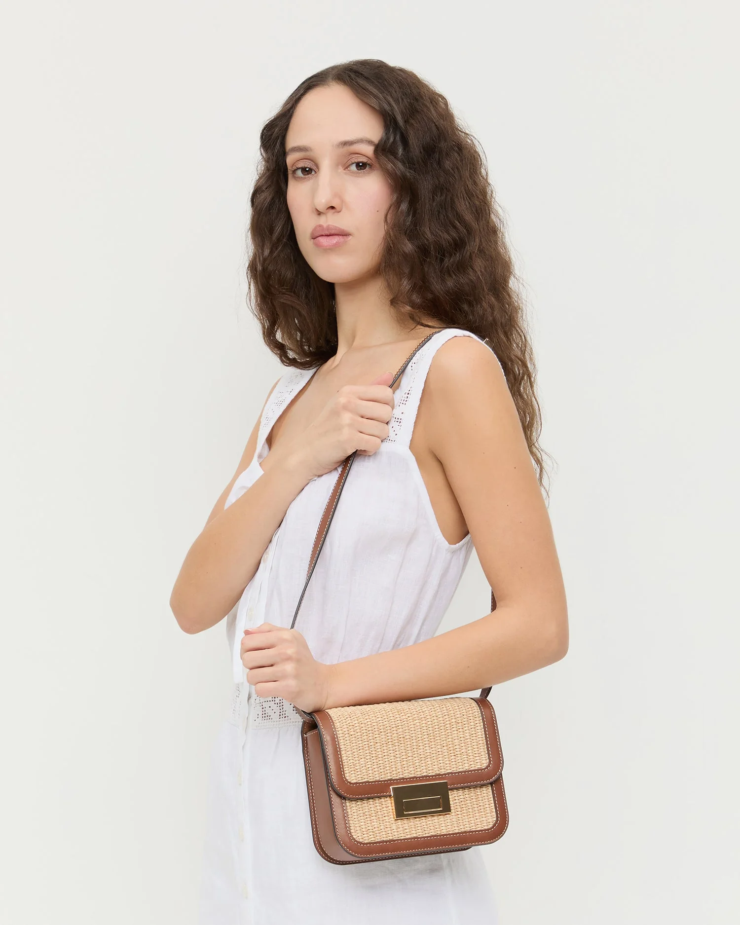 Loeffler Randall - Desi Natural/Cacao Straw Crossbody - Image 5