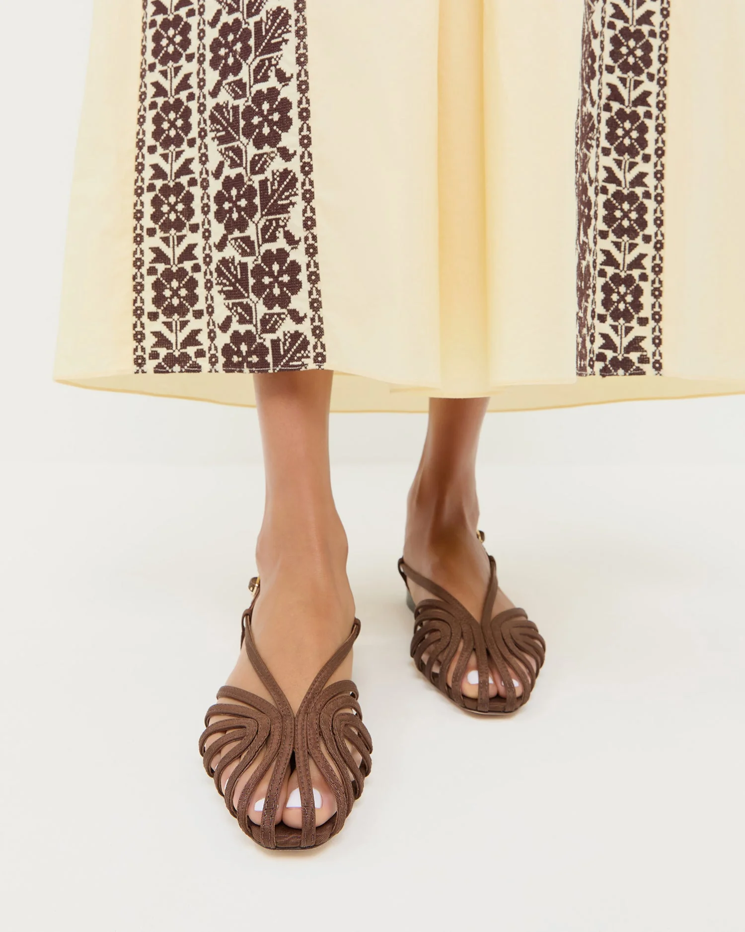 Loeffler Randall - Devon Chocolate Moiré Slingback Sandal - Image 2
