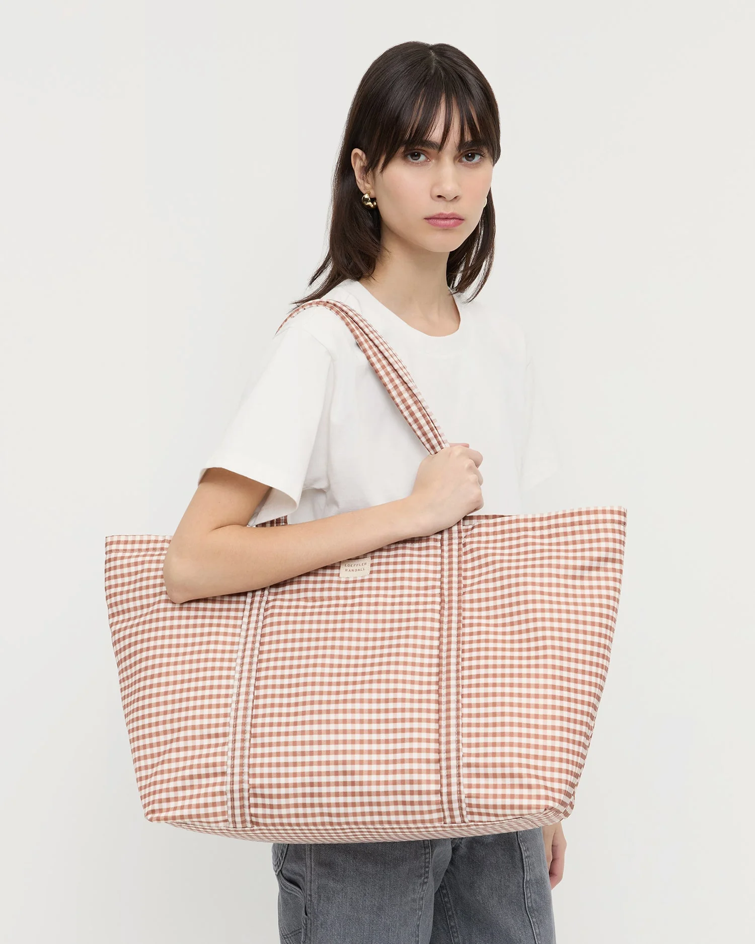Loeffler Randall - Dina Brown Gingham Travel Tote - Image 4