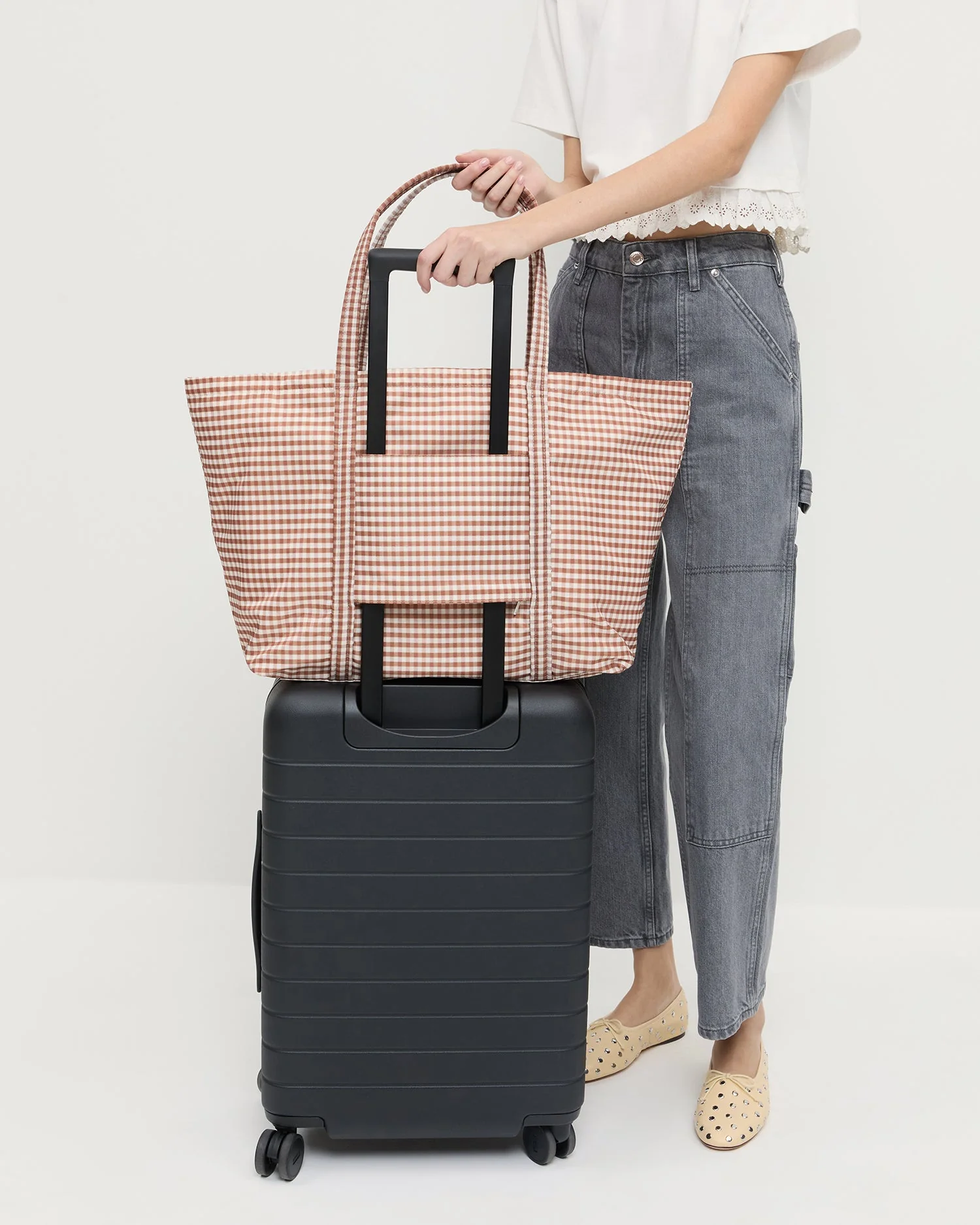 Loeffler Randall - Dina Brown Gingham Travel Tote - Image 5