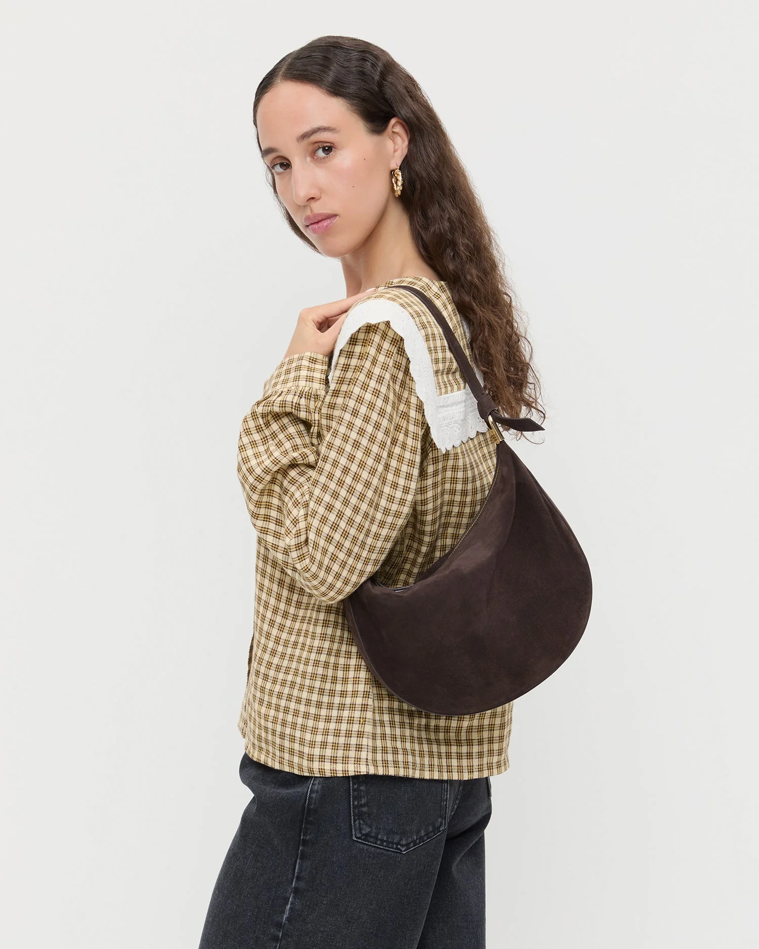 Loeffler Randall - Harlow Brown Suede Shoulder Bag - Image 5
