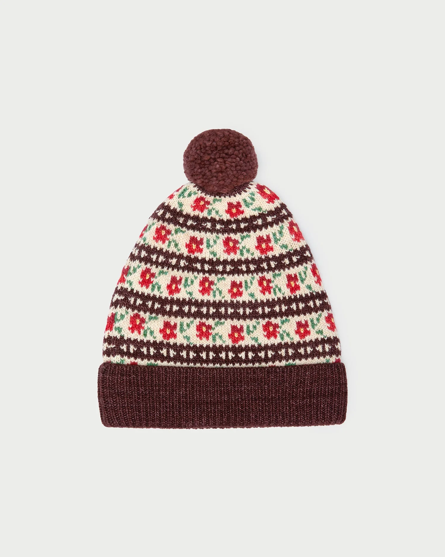 Loeffler Randall - Macelyn Brown Floral Intarsia Hat