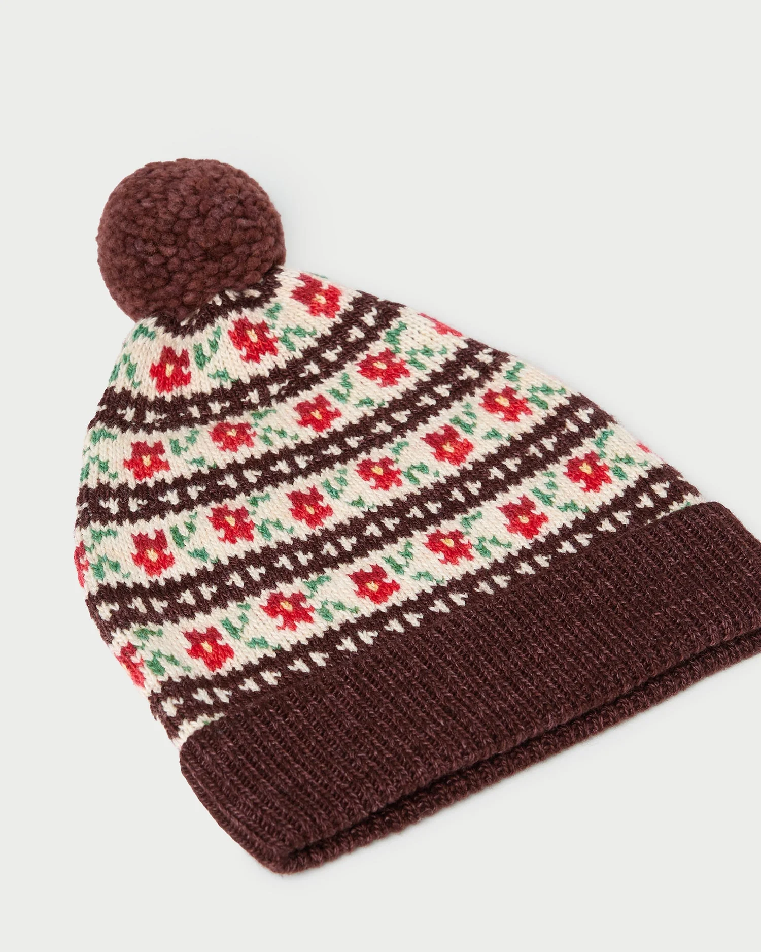 Loeffler Randall - Macelyn Brown Floral Intarsia Hat - Image 2