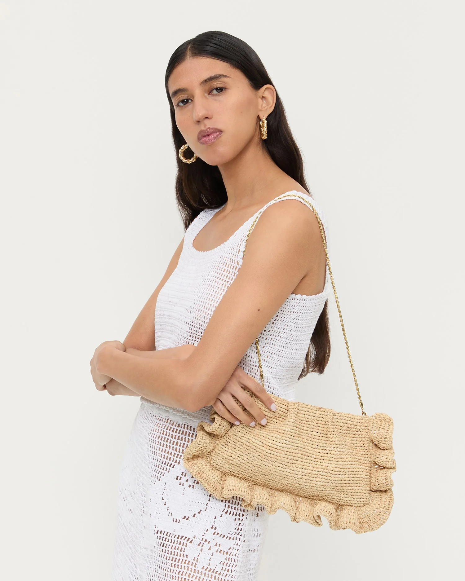 Loeffler Randall - Mavis Natural Raffia Ruffle Clutch - Image 5