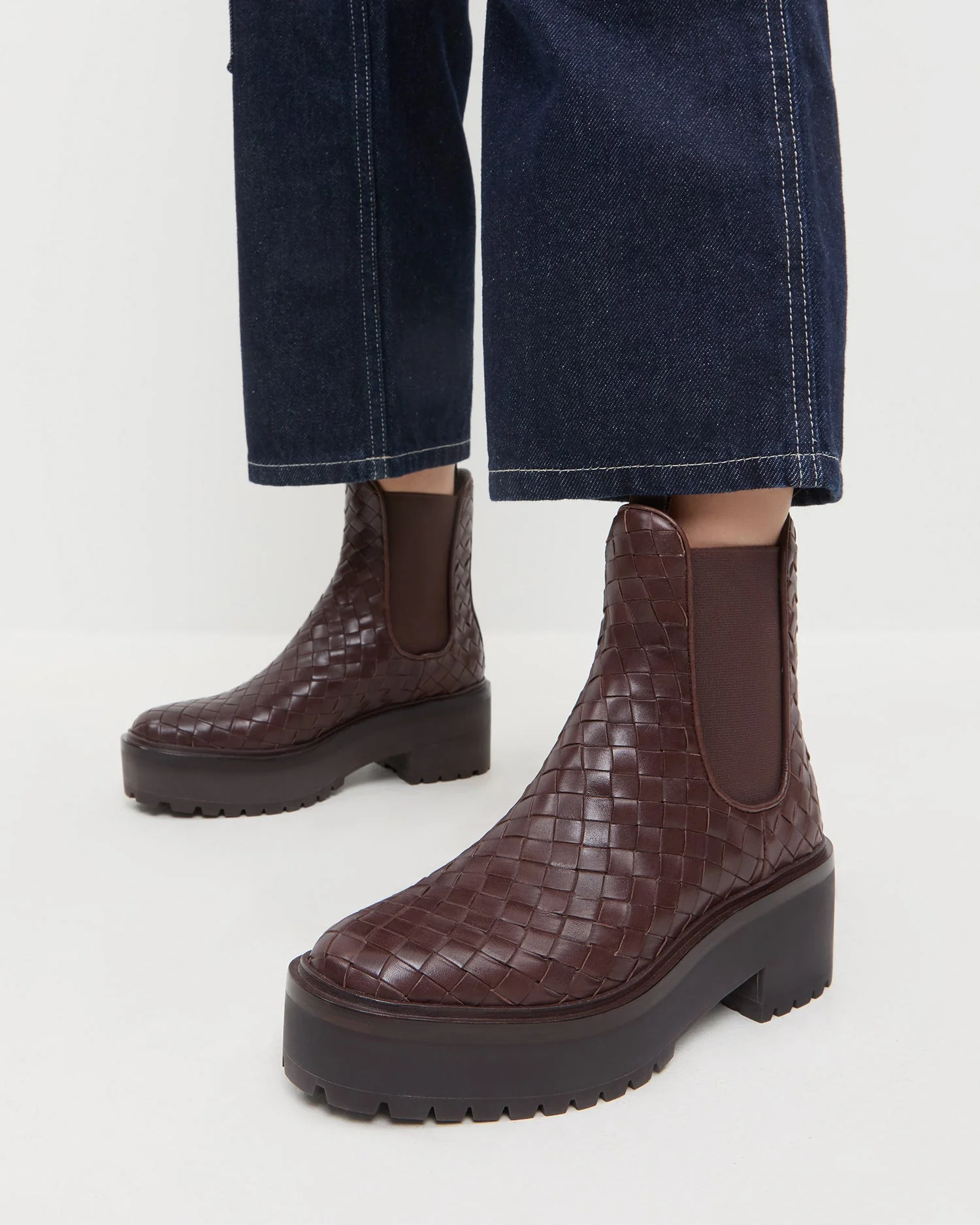 Loeffler Randall - Reggie Espresso Woven Chelsea Boot - Image 2
